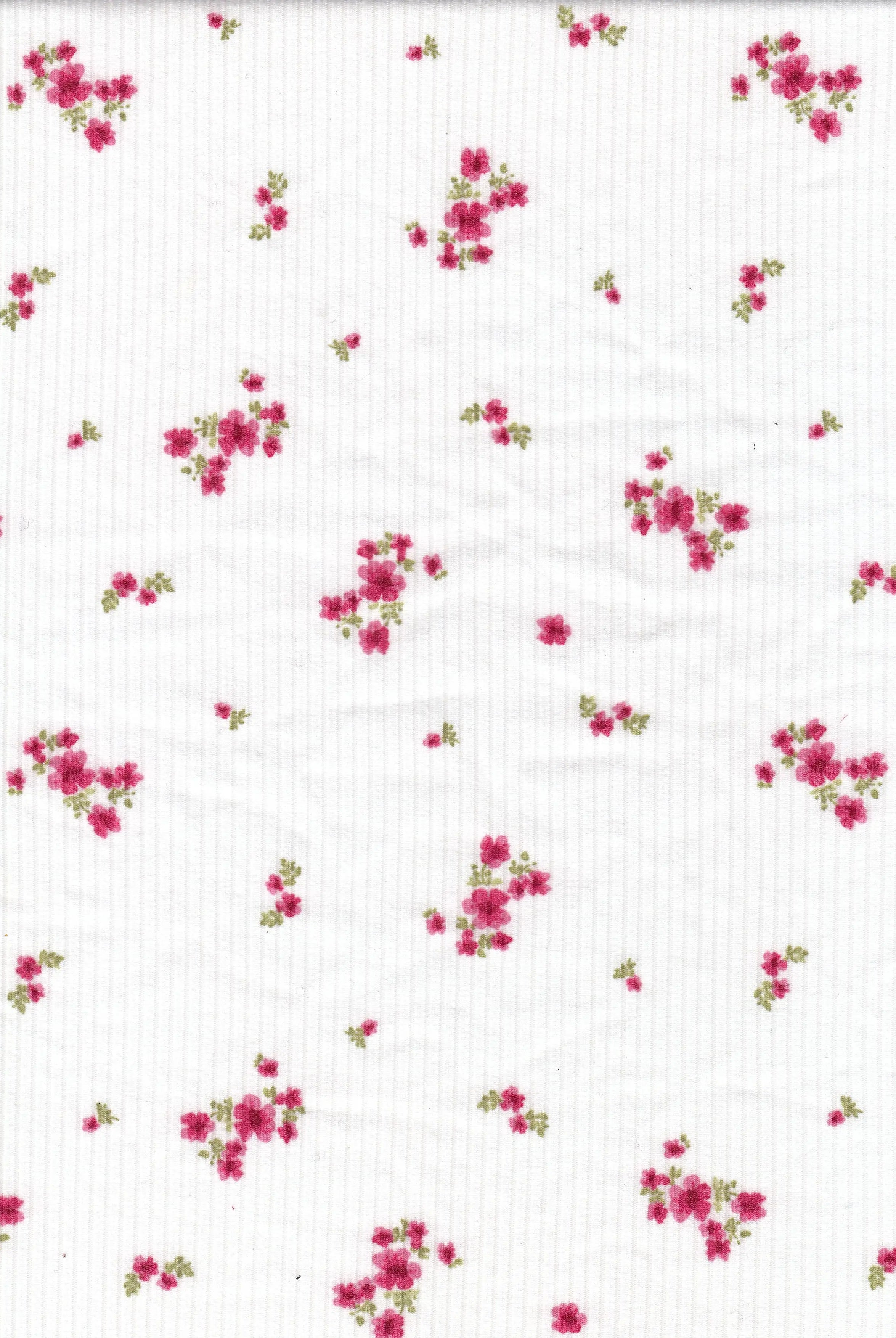 KNT3422-MS11721 IVORY BOTTOMS DITSY DRESS KNIT PANTS POLYESTER PRINT RIBBED 4X2 SKIRTS SPANDEX TOPS