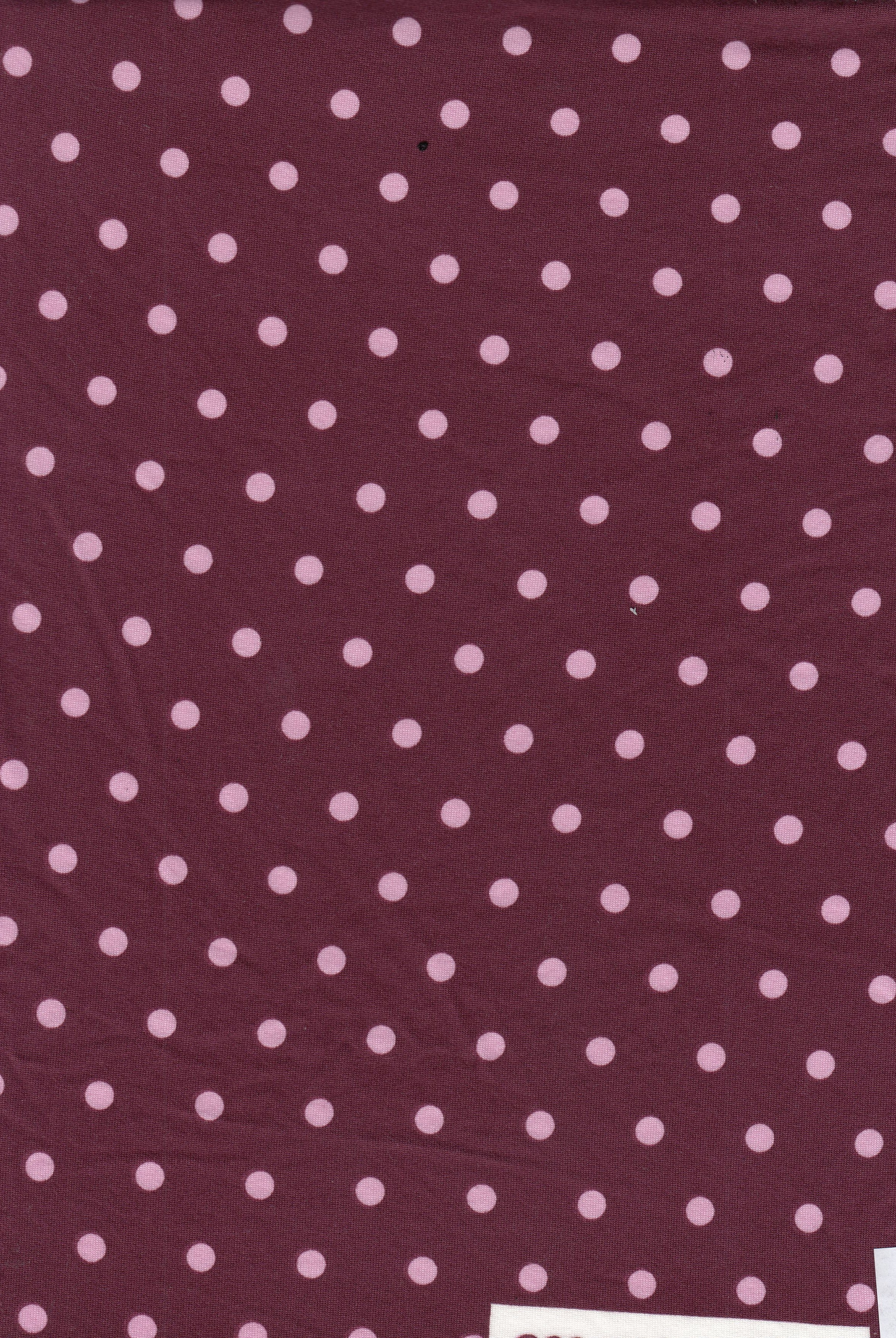 KNT4520-MS11654 BURGUNDY/LT PINK BOTTOMS DOT DRESS DTY BRUSHED KNIT POLYESTER SPANDEX PRINT T-SHIRT TOPS