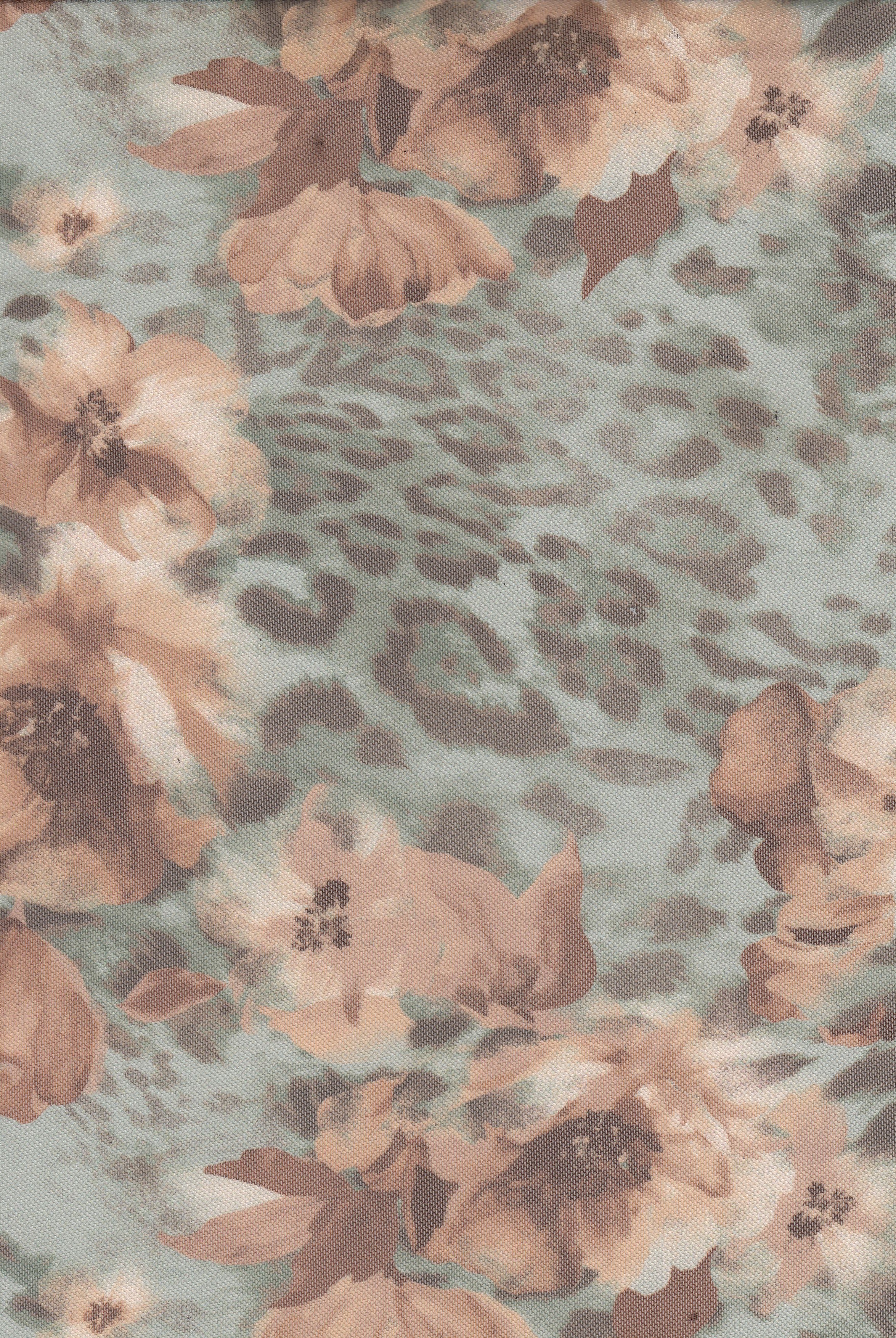 MESH-MS11889C OLIVE VINTAGE BLOUSE BOTTOMS CAMI DIGITAL PRINT DRESS FLOWER LEOPARD MESH POLYESTER SKIRTS SPANDEX TOPS