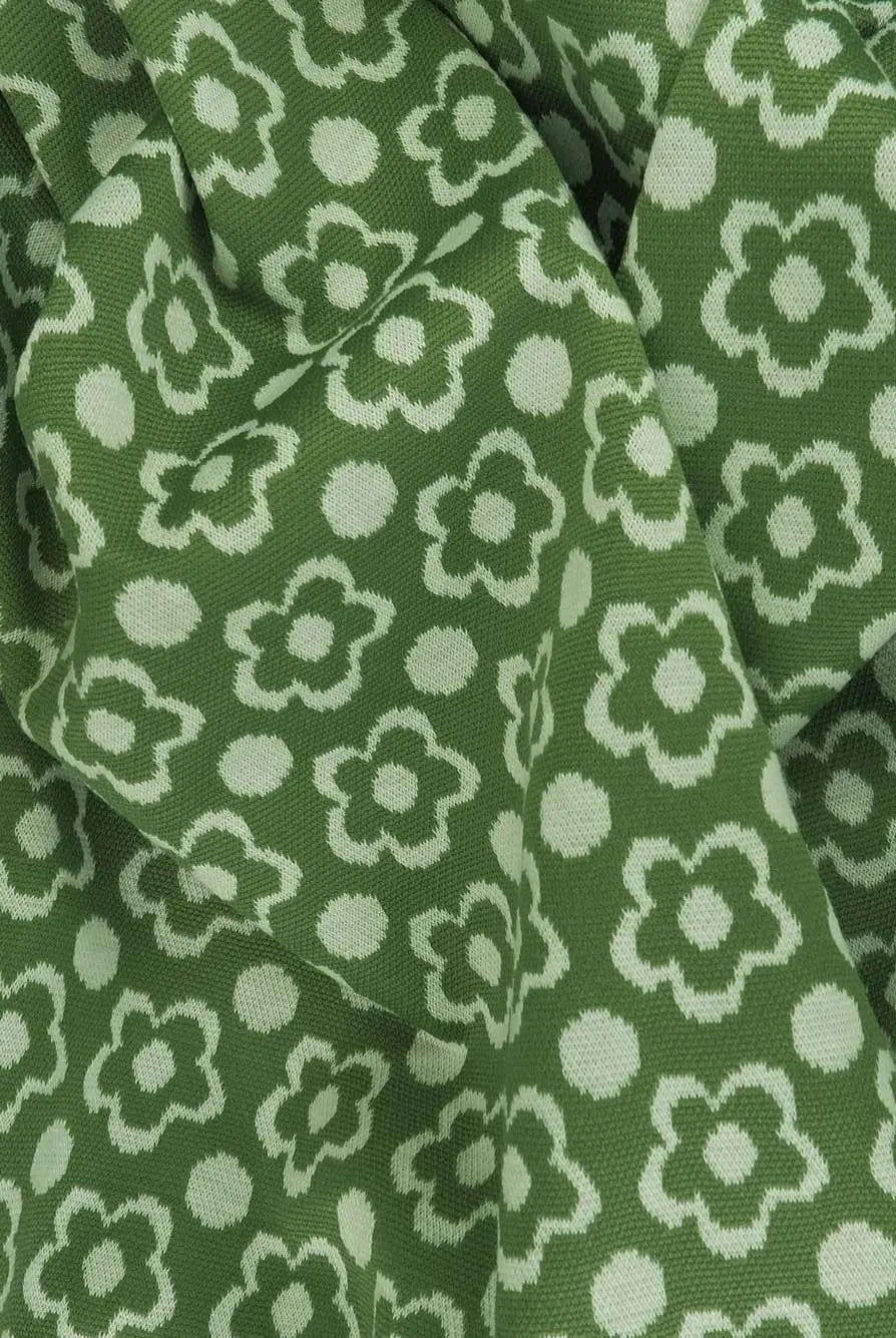 KNT4443 SAGE DK FLOWER BOTTOMS DOUBLE KNIT DRESS FLORAL JACQUARD OUTERWEAR PANTS POLYESTER SKIRTS SOLID SPANDEX STRETCH YARN DYED