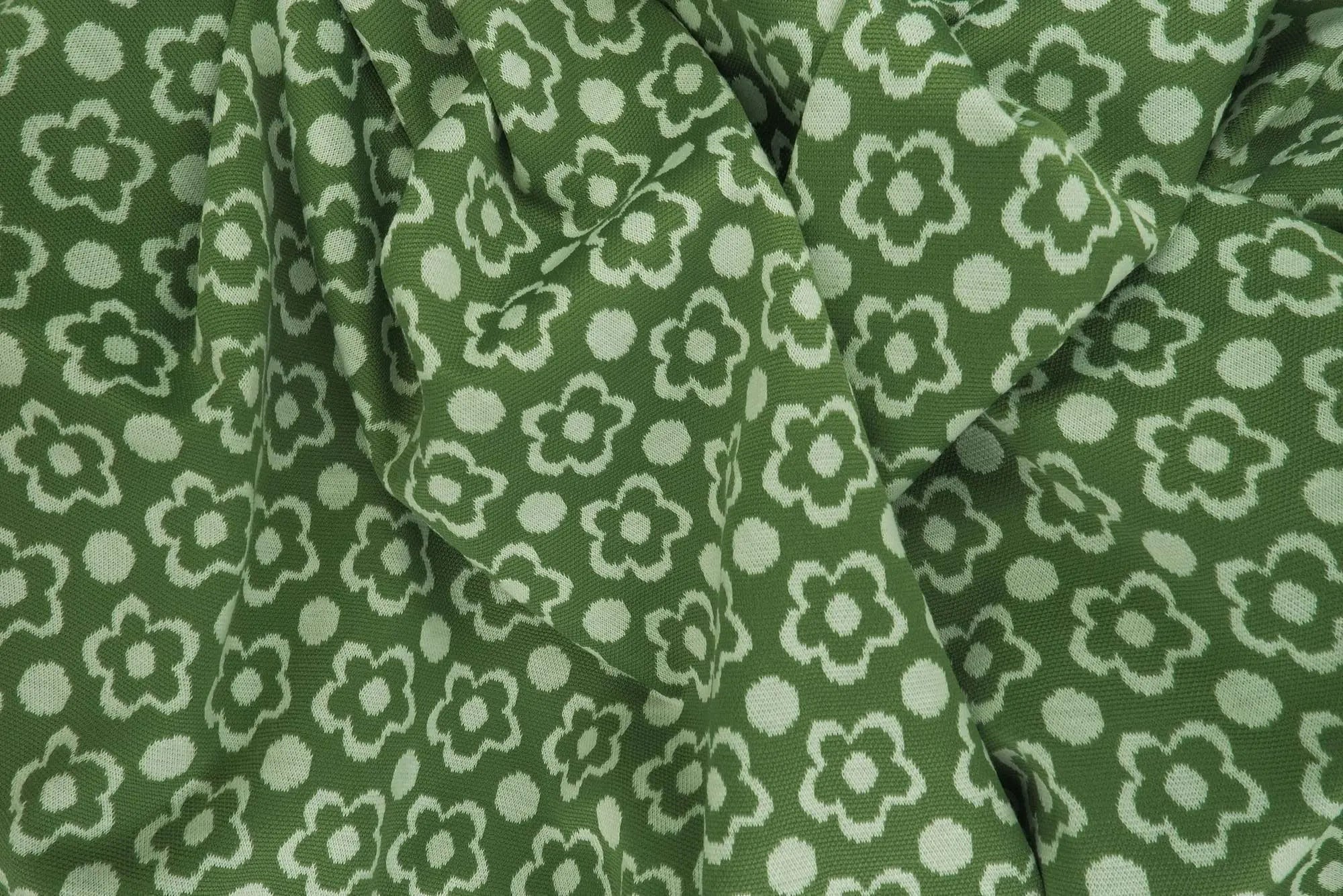 KNT4443 SAGE DK FLOWER BOTTOMS DOUBLE KNIT DRESS FLORAL JACQUARD OUTERWEAR PANTS POLYESTER SKIRTS SOLID SPANDEX STRETCH YARN DYED