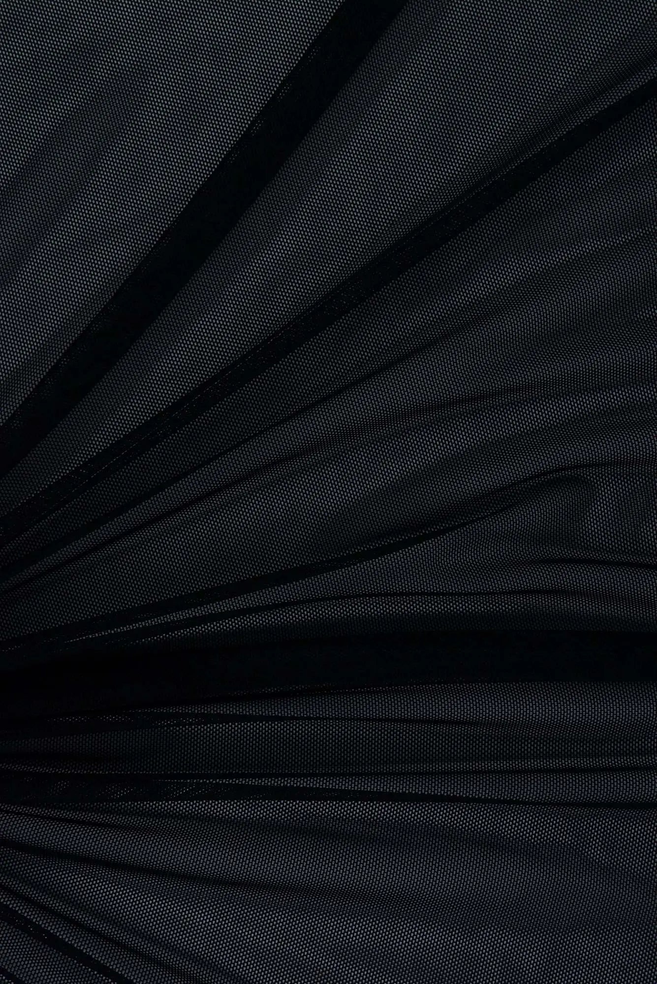 MESH-2000 BLACK BLOUSE BLUE BODYSUIT CAMI FLOCKING LOUNGEWEAR MESH NO-PRINT POLYESTER SOLID SPANDEX STRETCH TOPS TUNICS