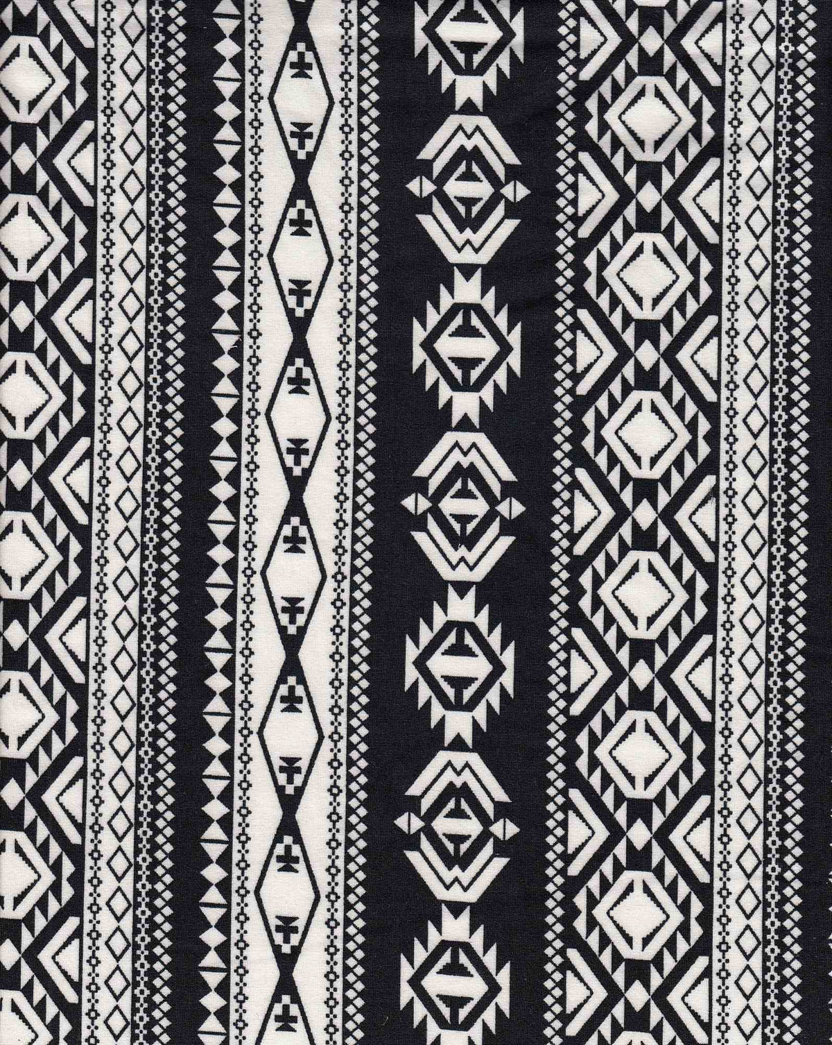 KNT2100-DU1200 BLACK/WHITE 1 DB BIKER SHORTS BODYSUIT BOHO BRUSHED CAMI DRESS DTY KNIT LOUNGEWEAR PANTS POLYESTER PRINT SPANDEX T-SHIRT TOPS TRIBAL TUNICS