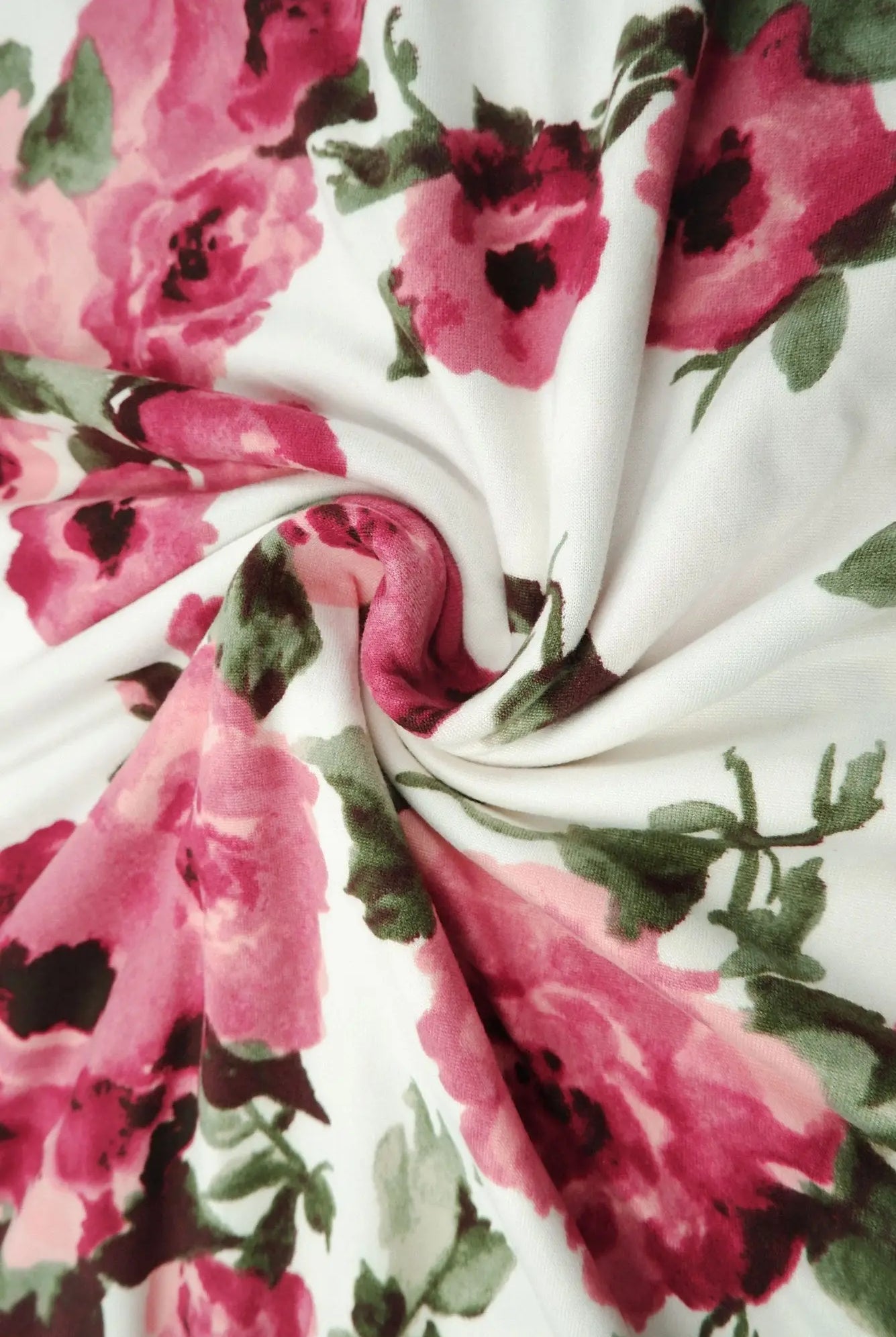 KNT2100-SE60540 IVORY/ROSE BIKER SHORTS BODYSUIT CAMI DRESS DTY BRUSHED FLORAL FLOWER IVORY KNIT LOUNGEWEAR PANTS POLYESTER PRINT ROSE SPANDEX STRETCH T-SHIRT TOPS TUNICS