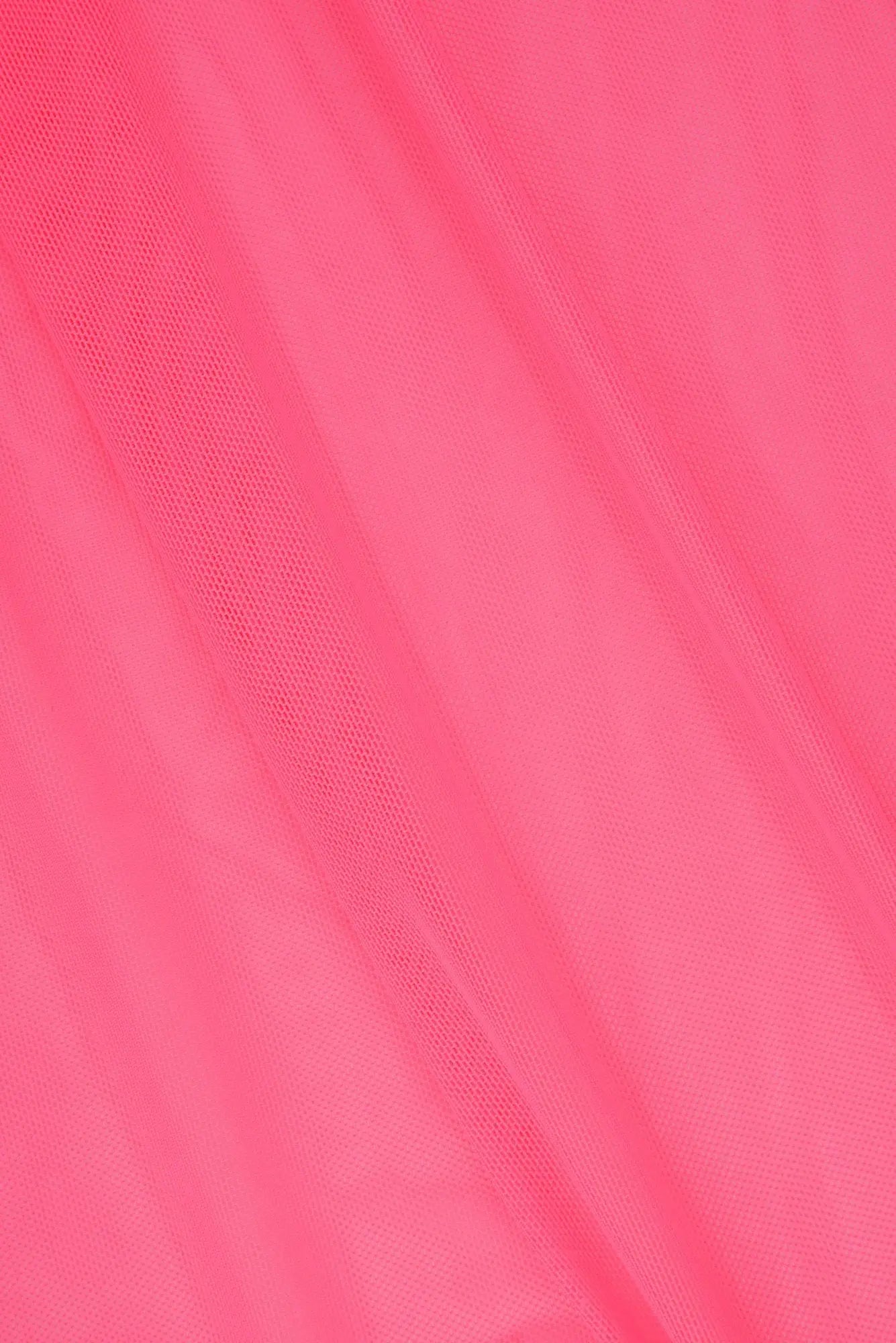 MESH-2000 NEON PINK BLOUSE BODYSUIT CAMI FLOCKING LOUNGEWEAR MESH NEON NO-PRINT PINK POLYESTER SOLID SPANDEX STRETCH TOPS TUNICS