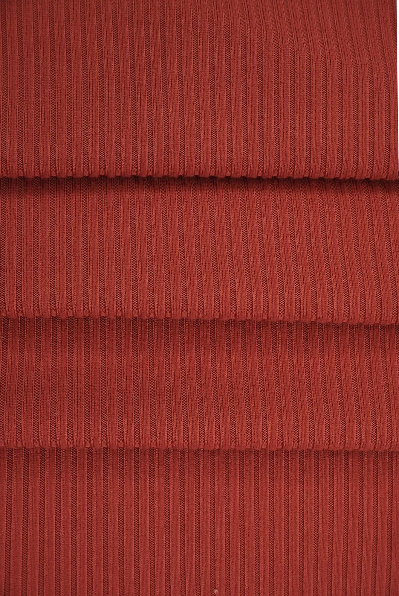 KNT4151 TERRACOTTA BODYSUIT BOTTOMS CAMI DRESS KNIT NO-PRINT POLYESTER RIB 4X2 RUST SKIRTS SOLID-B SPANDEX STRETCH TOPS YUMMY