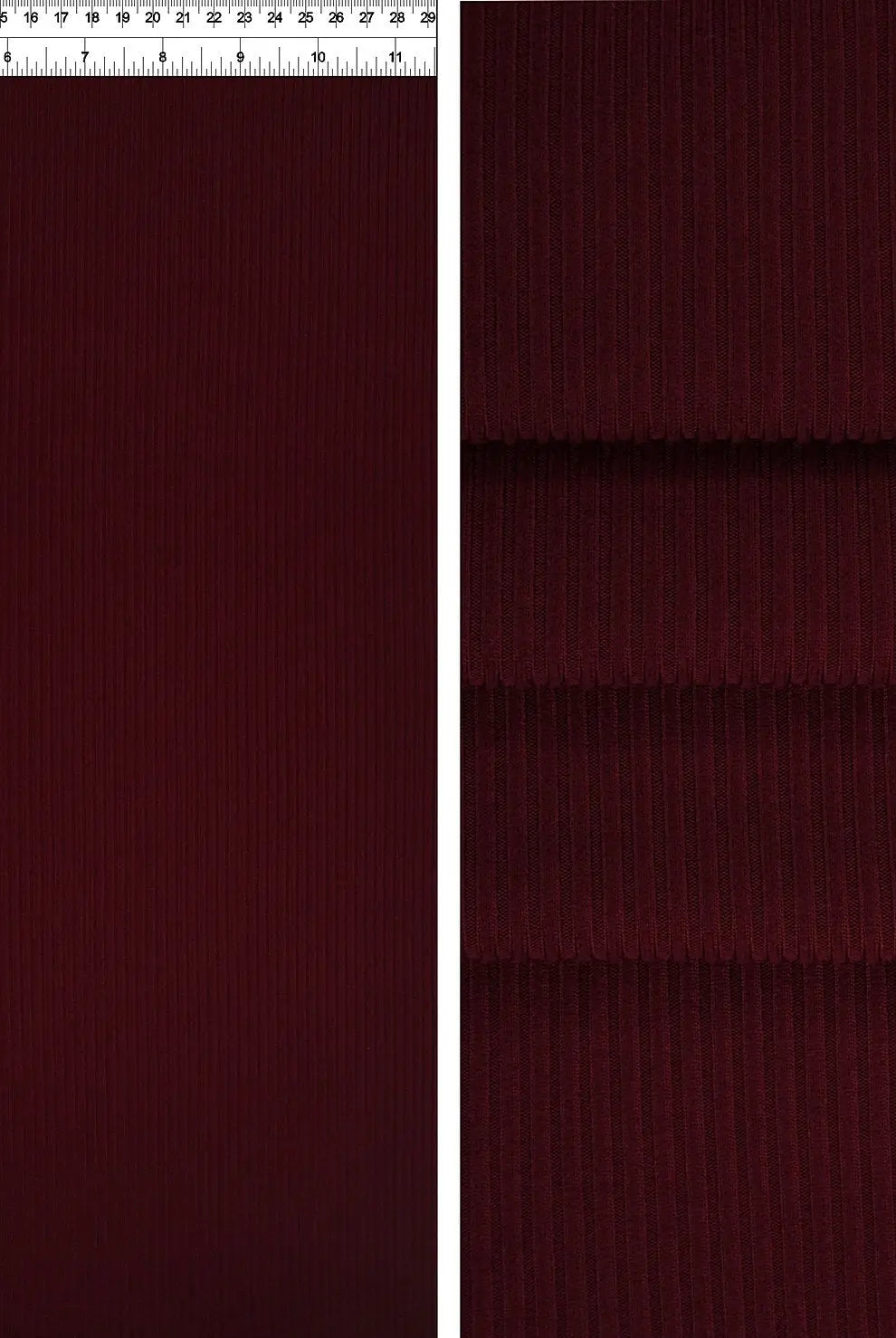KNT4151 BURGUNDY KNIT POLYESTER RED RIB 4X2 SOLID-B SPANDEX STRETCH YUMMY