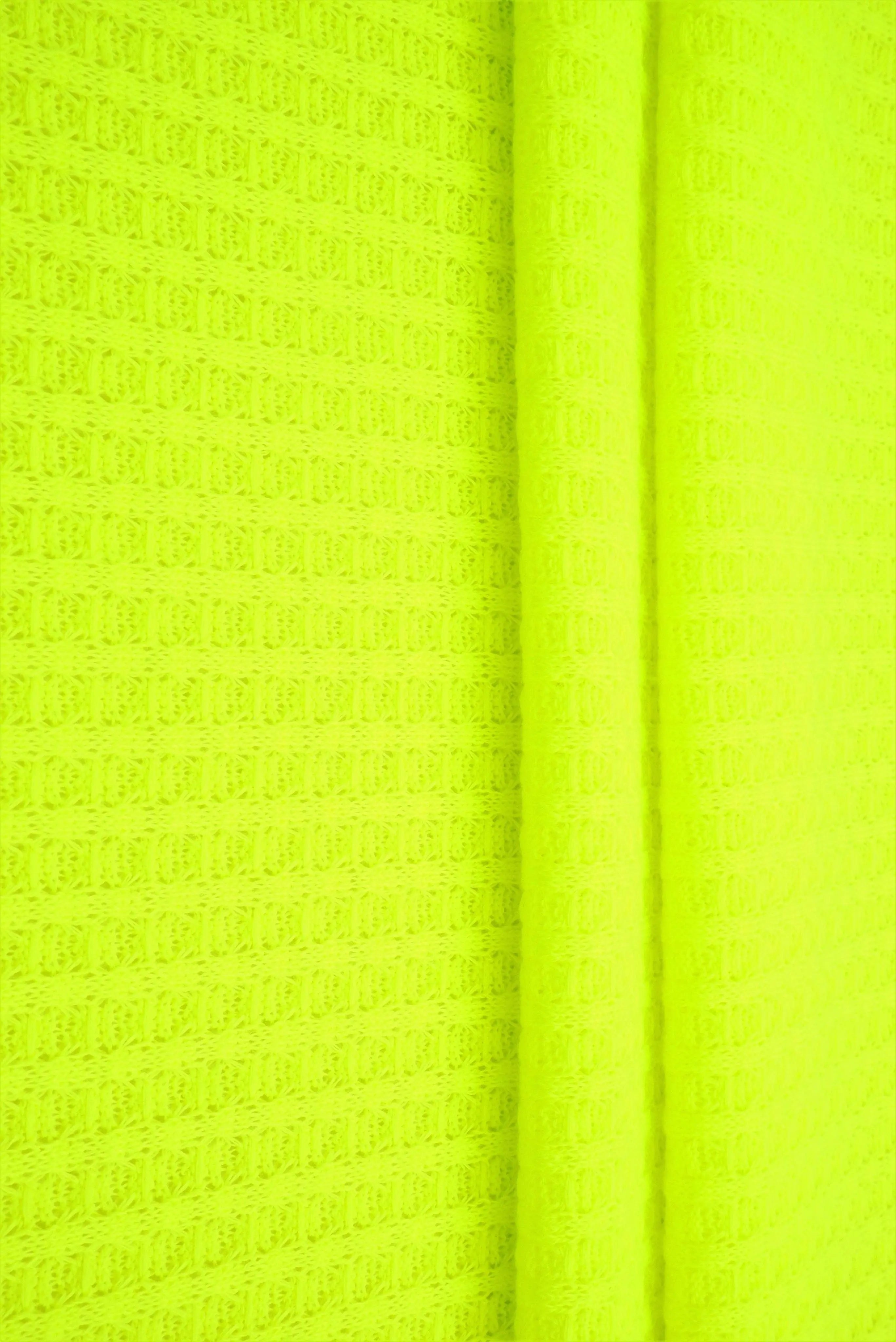 KNT3634 NEON YELLOW BLOUSE BODYSUIT CAMI KNIT LOUNGEWEAR POLYESTER RAYON SOLID SPANDEX STRETCH T-SHIRT TOPS TUNICS WAFFLE