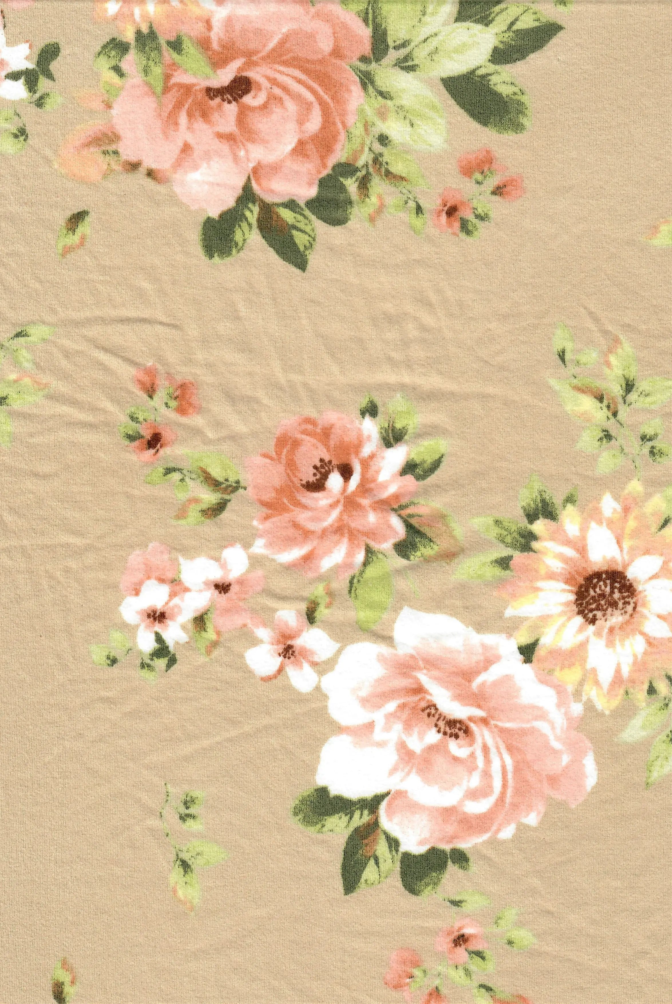 KNT2100-MS11087 SAND FLOWER BIKER SHORTS BLOUSE BODYSUIT BOTTOMS CAMI DRESS DTY BRUSHED FLORAL KNIT LOUNGEWEAR PANTS POLYESTER PRINT SKIRTS SPANDEX STRETCH T-SHIRT TOPS TUNICS