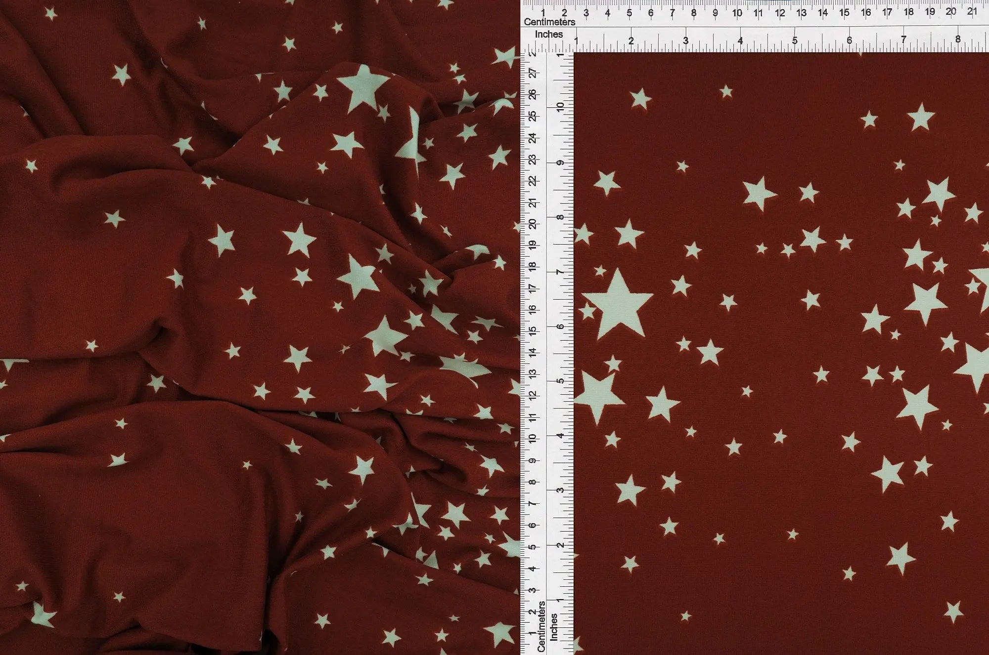 KNT2100-DU1561 RUST BIKER SHORTS BLOUSE BODYSUIT CAMI DRESS DTY BRUSHED KNIT LOUNGEWEAR ORANGE PANTS POLYESTER PRINT SKIRTS SPANDEX STAR STRETCH T-SHIRT TOPS TUNICS