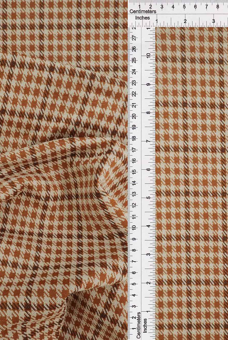 KNT4211 RUST/BROWN BODYSUIT DOUBLE KNIT DRESS JACQUARD PANTS PLAID POLYESTER RAYON SKIRTS SOLID-B SPANDEX STRETCH TUNICS YARN DYED