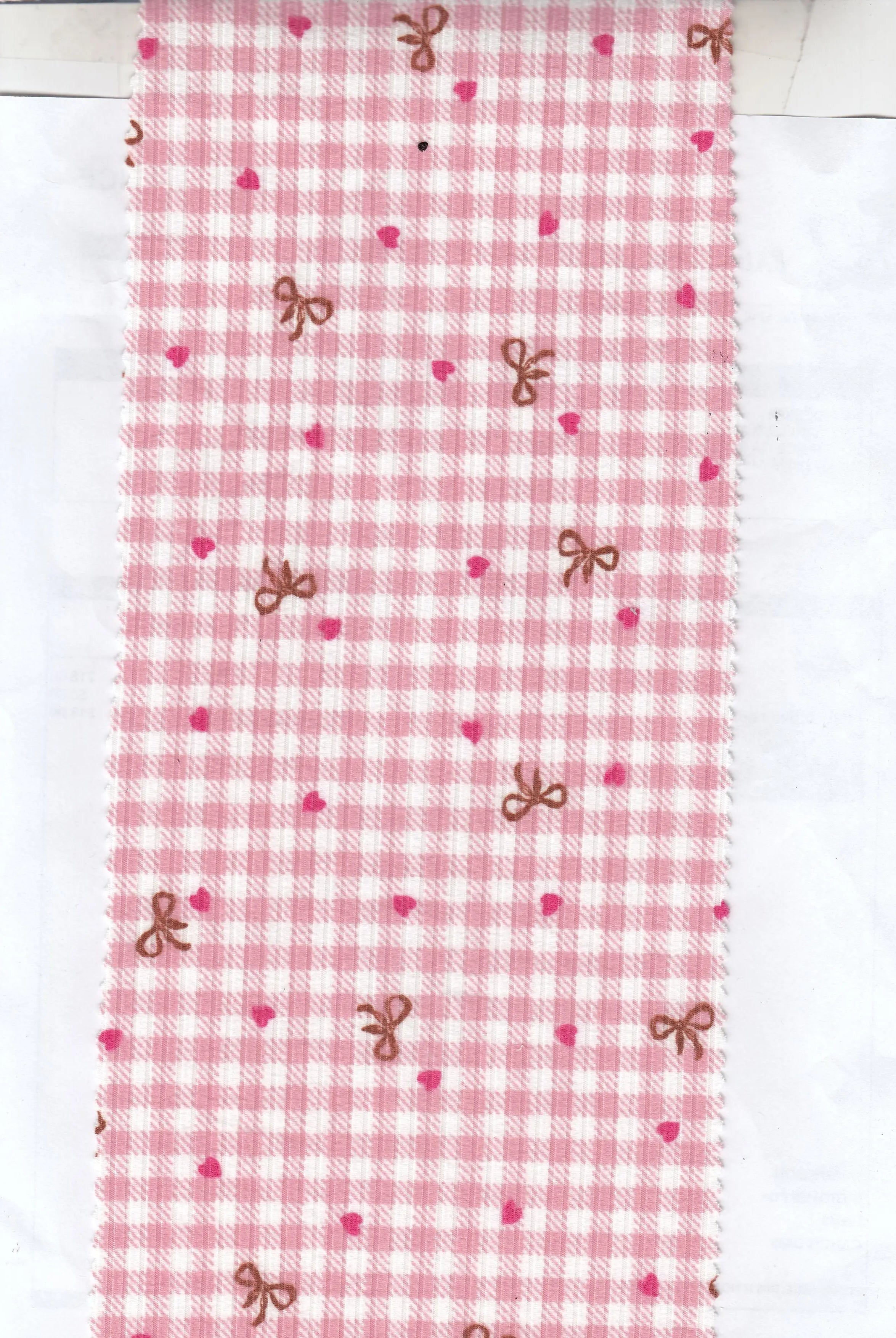 KNT3422-MS11760 PEACH BLOUSE BOW DRESS HEART KNIT PANTS POLYESTER PRINT RIB 4X2 SKIRTS SPANDEX TOPS YUMMY