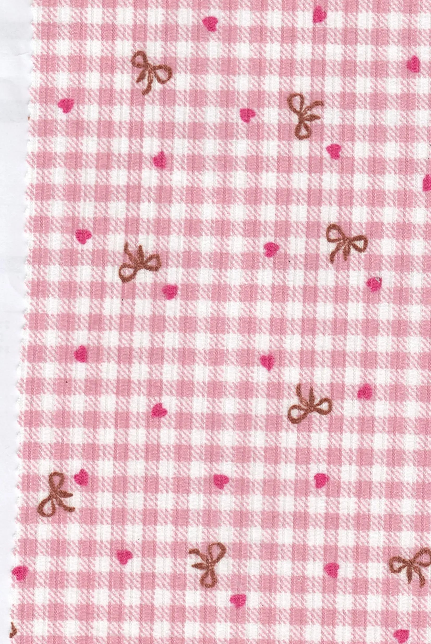 KNT3422-MS11760 PEACH BLOUSE BOW DRESS HEART KNIT PANTS POLYESTER PRINT RIB 4X2 SKIRTS SPANDEX TOPS YUMMY