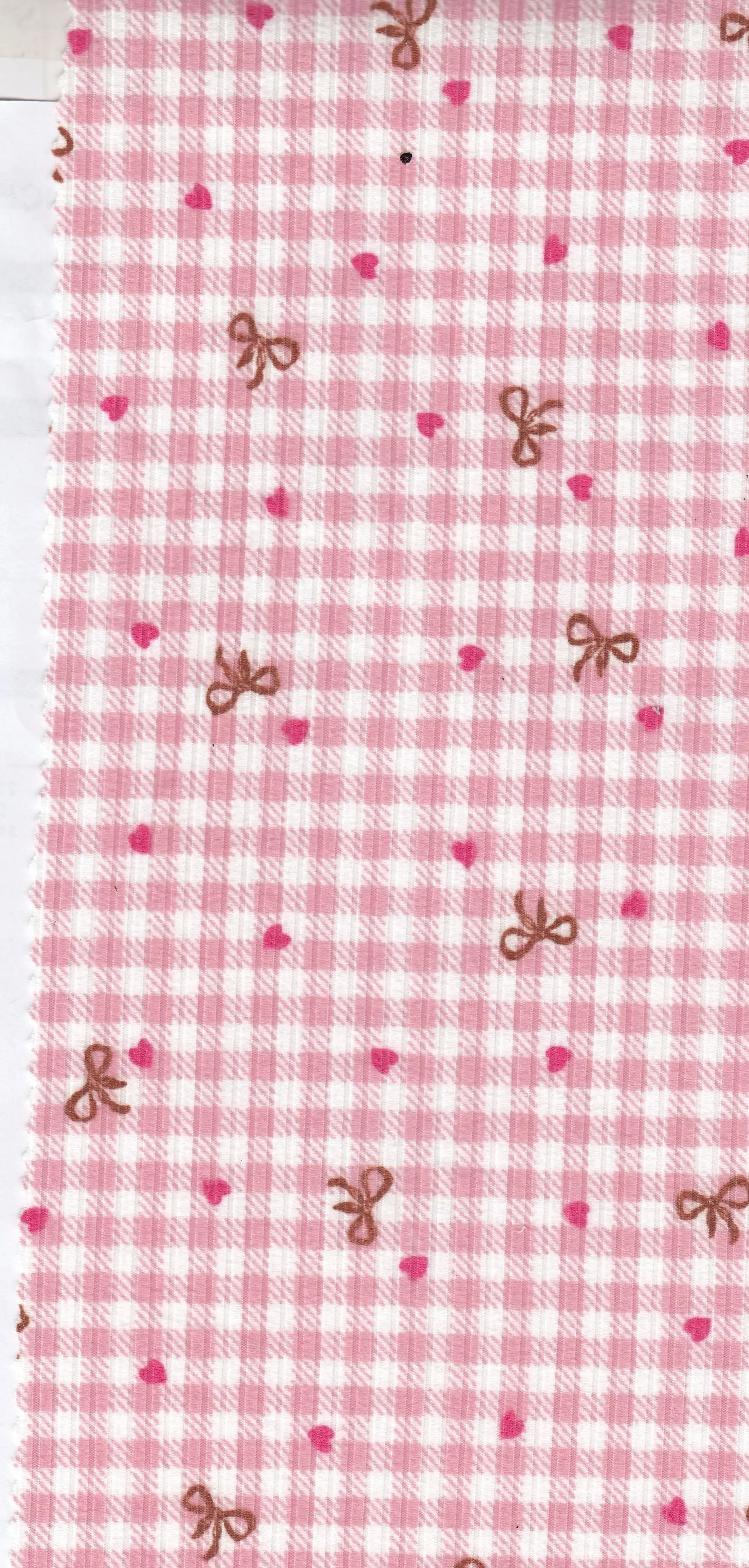 KNT3422-MS11760 PEACH BLOUSE BOW DRESS HEART KNIT PANTS POLYESTER PRINT RIB 4X2 SKIRTS SPANDEX TOPS YUMMY