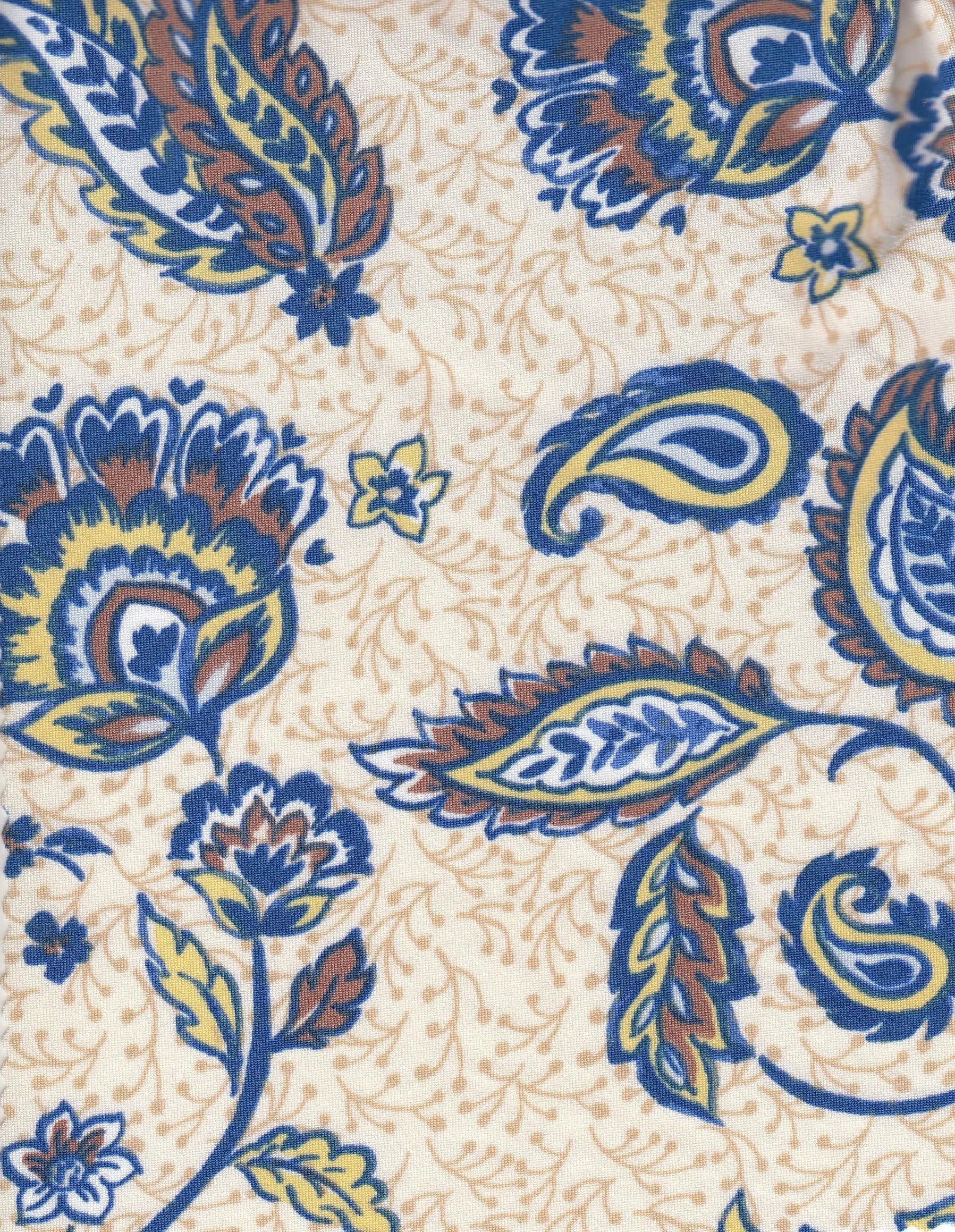 KNT4498-MS11665 TAUPE/BLUE BLOUSE BOHO BOTTOMS CAMI DRESS DTY KNIT PAISLEY PANTS POLYESTER PRINT SPANDEX TOPS