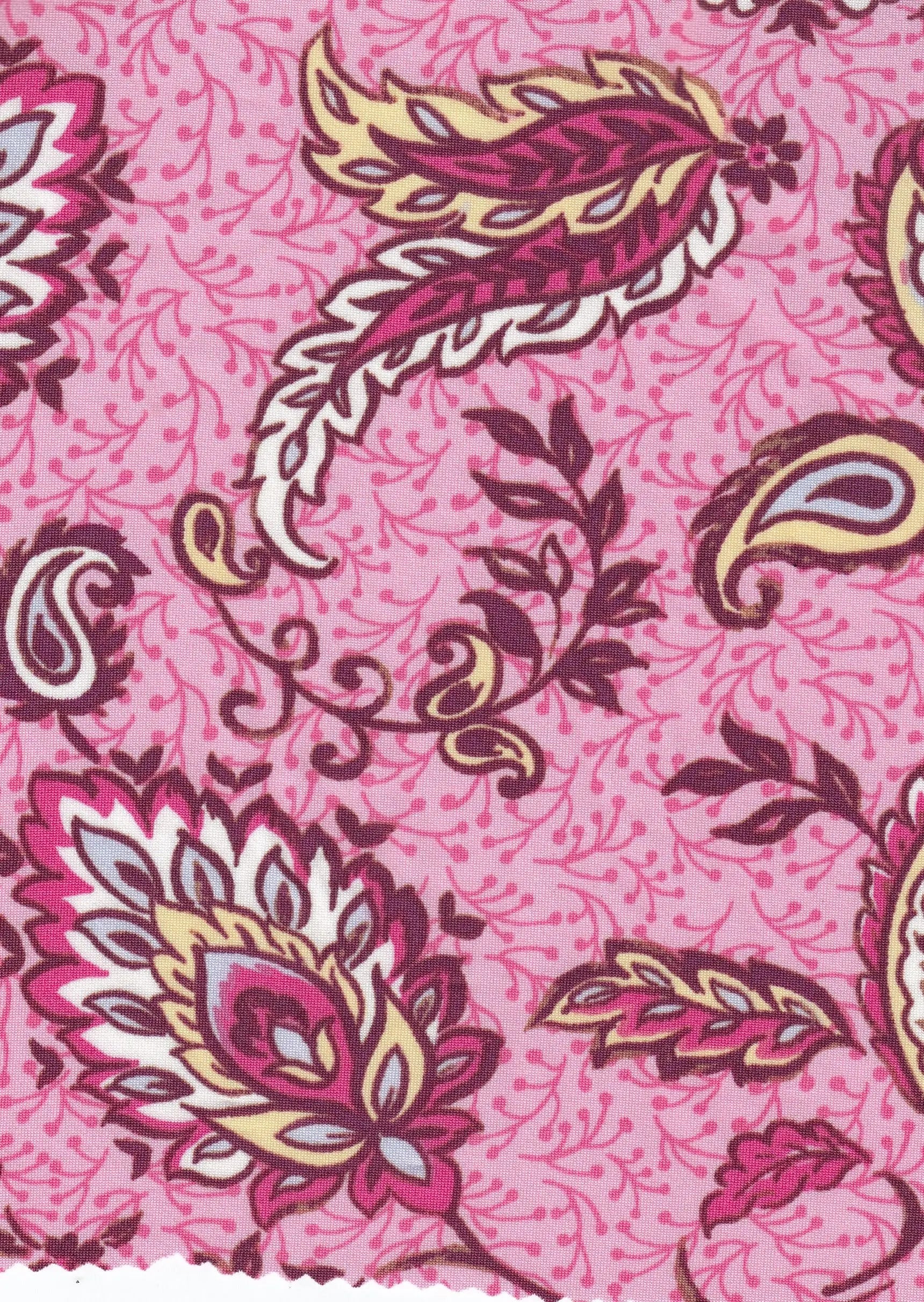 KNT4498-MS11665 PINK HOT BLOUSE BOHO BOTTOMS CAMI DRESS DTY KNIT PAISLEY PANTS POLYESTER PRINT SPANDEX TOPS