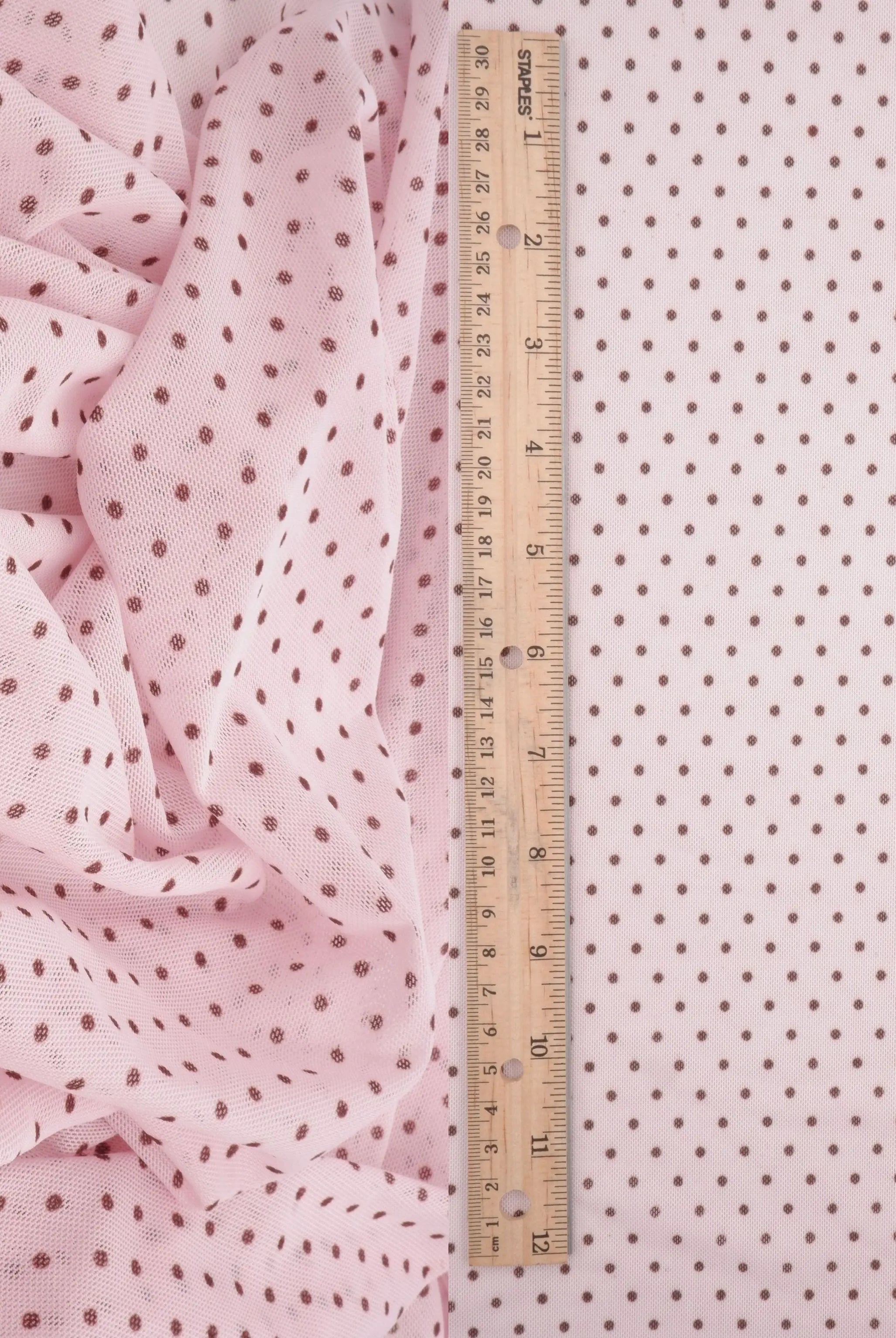 MESH-DU1614 PINK/BROWN DOT MESH POLYESTER PRINT SPANDEX