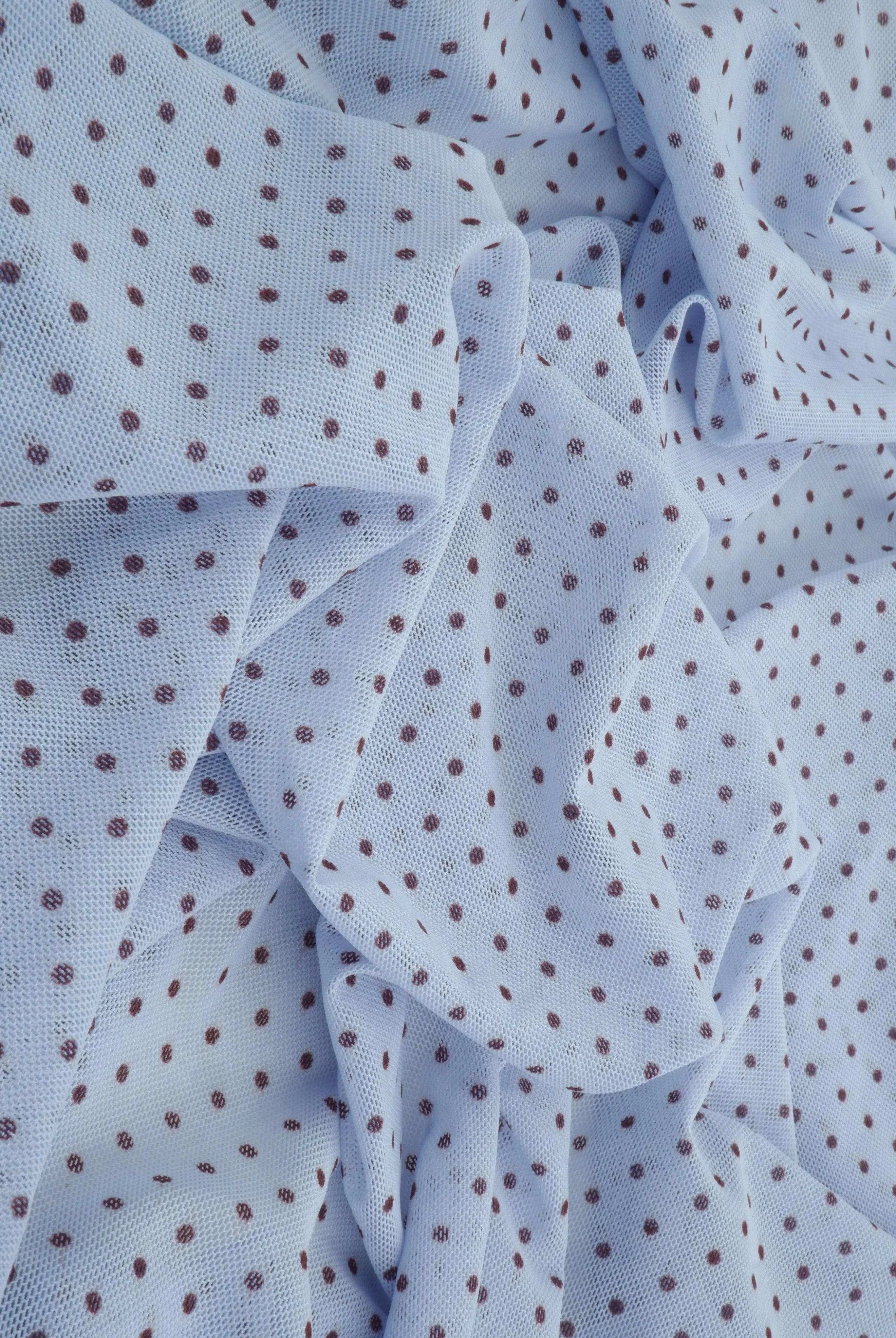 MESH-DU1614 BLUE/BROWN DOT MESH POLYESTER PRINT SPANDEX