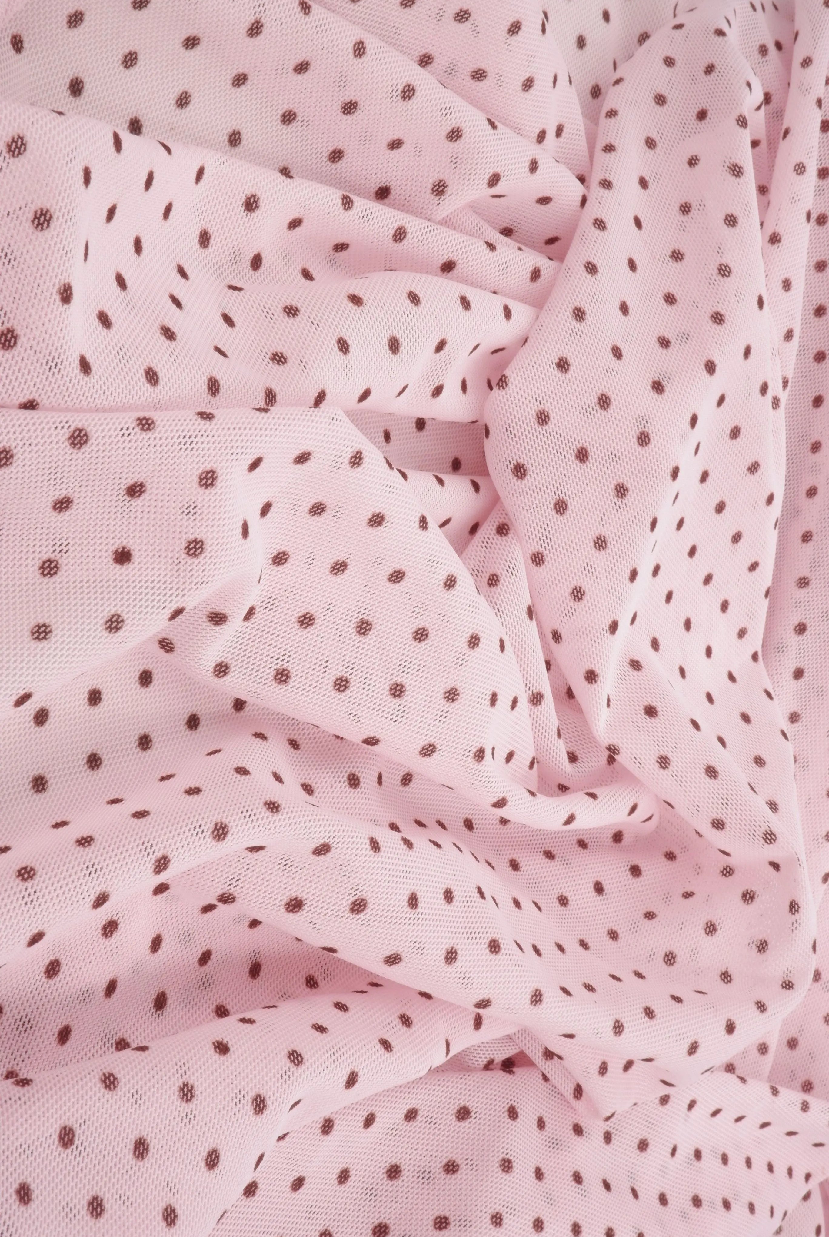 MESH-DU1614 PINK/BROWN DOT MESH POLYESTER PRINT SPANDEX