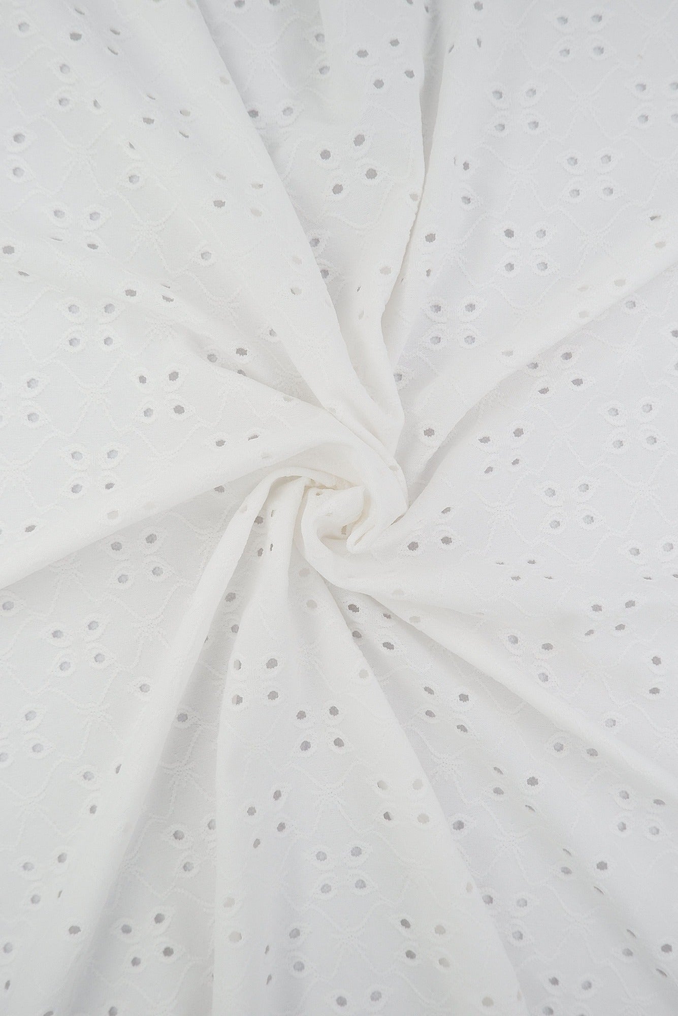 KNT4187 OFF WHITE DTY EYELET JACQUARD KNIT NO-PRINT POLYESTER SOLID SPANDEX STRETCH