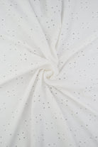 KNT4187 OFF WHITE DTY EYELET JACQUARD KNIT NO-PRINT POLYESTER SOLID SPANDEX STRETCH