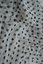 MESH-DU1128 WHITE/BLACK BLACK BLOUSE BODYSUIT CAMI DOT FLOCKING LOUNGEWEAR MESH POLYESTER PRINT SPANDEX STRETCH TOPS TUNICS WHITE