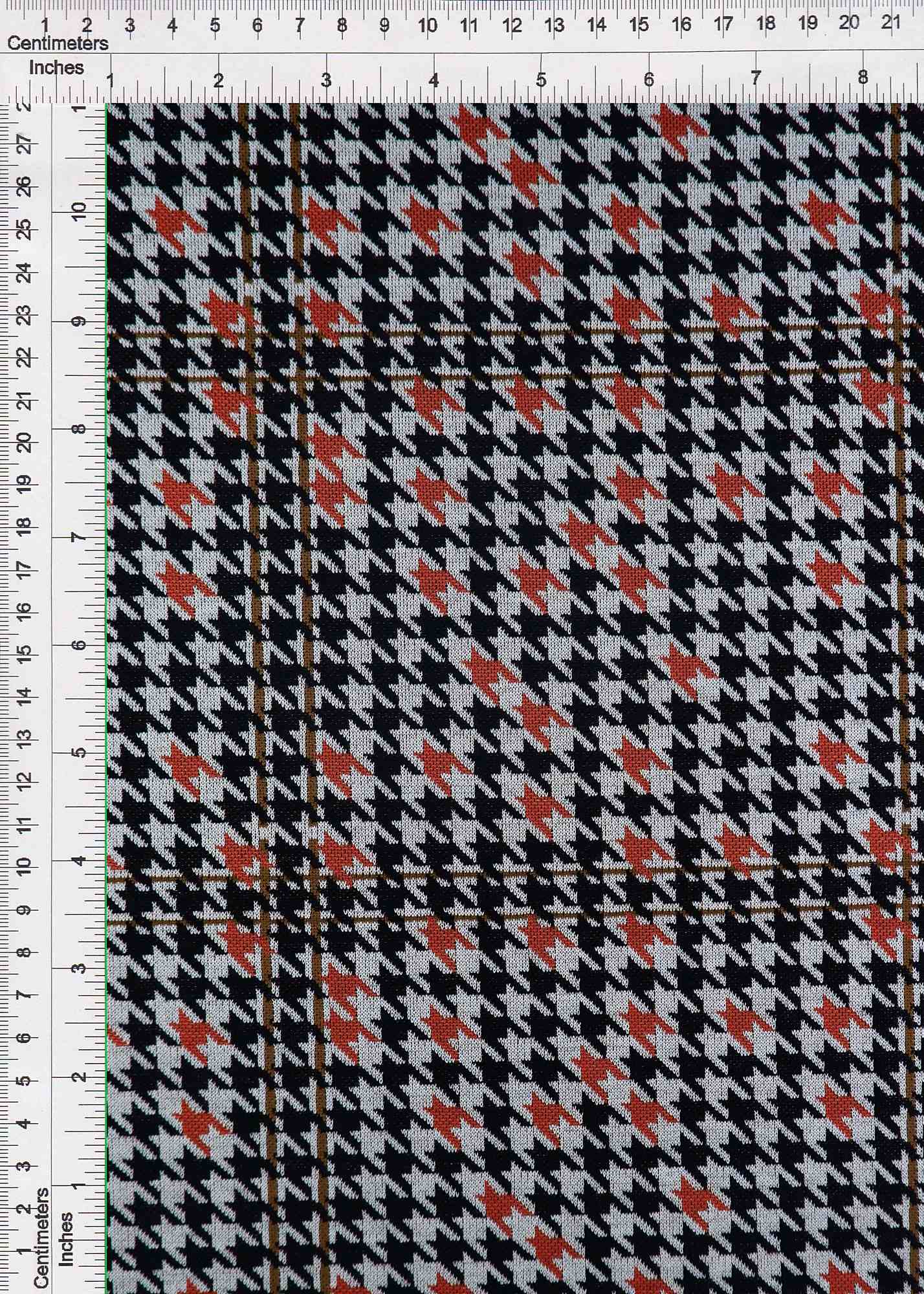 KNT4212 BLACK/ORANGE DOUBLE KNIT JACQUARD PLAID POLYESTER RAYON SOLID-B SPANDEX STRETCH YARN DYED