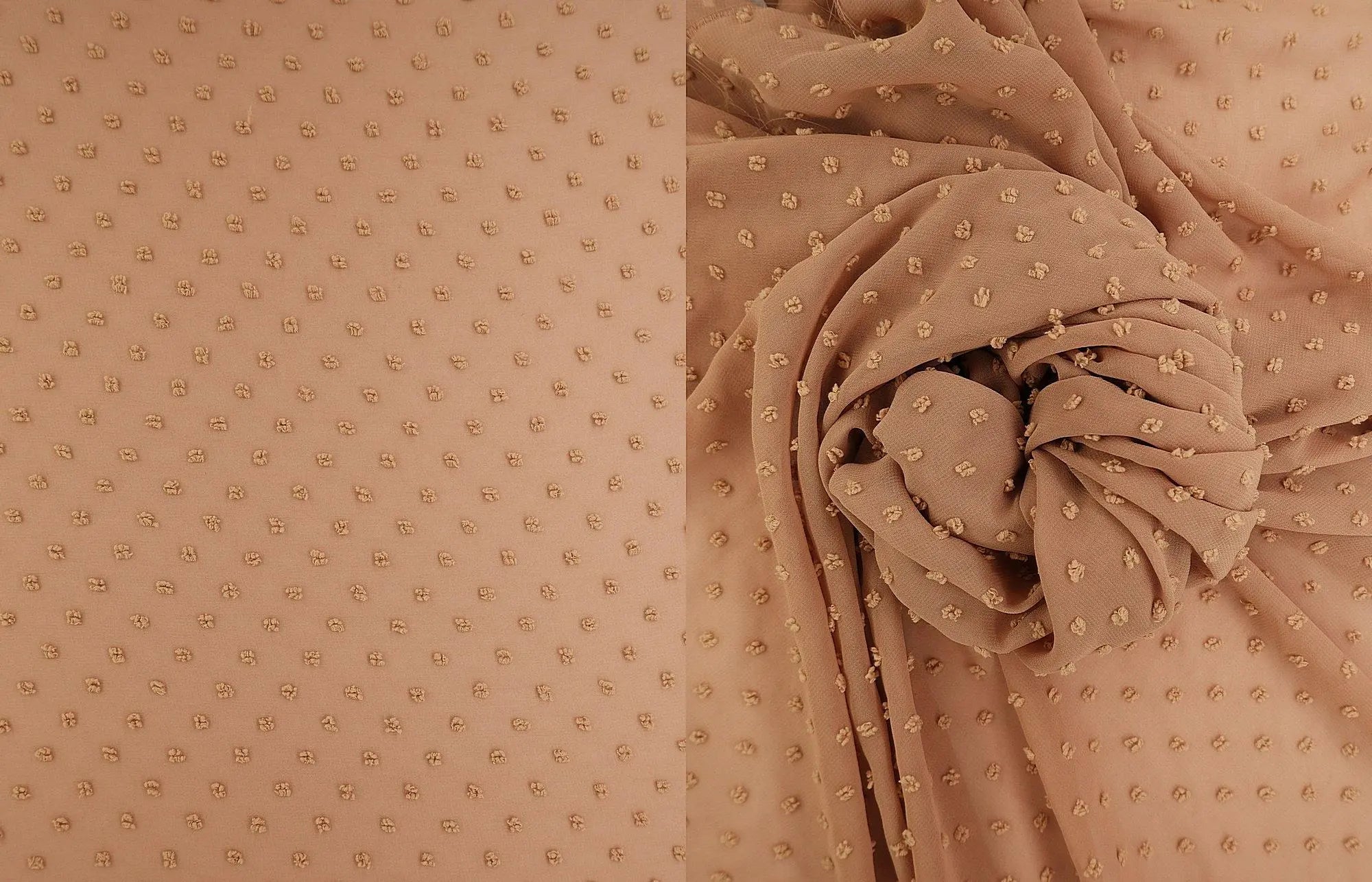 HIMLT-3132 TAN BLOUSE BROWN CHIFFON CREAM DOT DRESS HI-MULTI NON STRETCH POLYESTER SKIRTS SOLID SWISS TOPS WOVEN