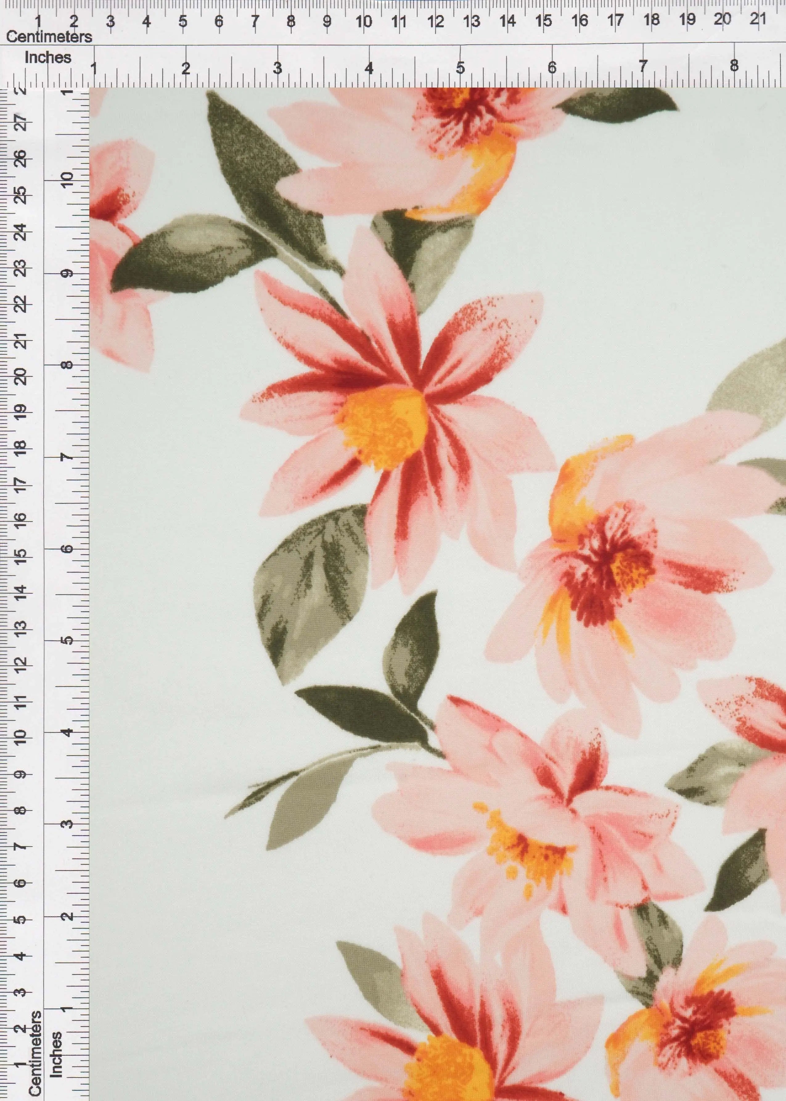 KNT2100-Q80917 IVORY/CORAL BIKER SHORTS BODYSUIT CAMI DRESS DTY BRUSHED FLORAL FLOWER IVORY KNIT LOUNGEWEAR PANTS POLYESTER PRINT SPANDEX STRETCH T-SHIRT TOPS TUNICS