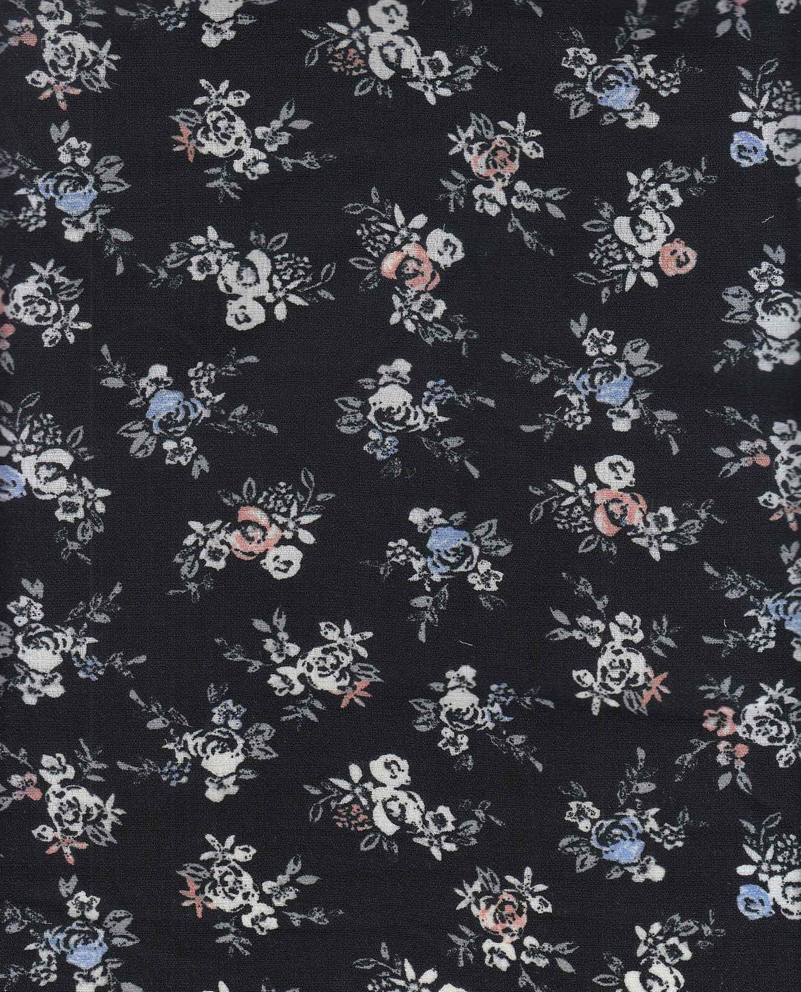 POP4227-MS91158 BLACK BLOUSE CAMI DRESS FLORAL FLOWER LINEN PANTS POLYESTER PRINT T-SHIRT TOPS TUNICS WOVEN