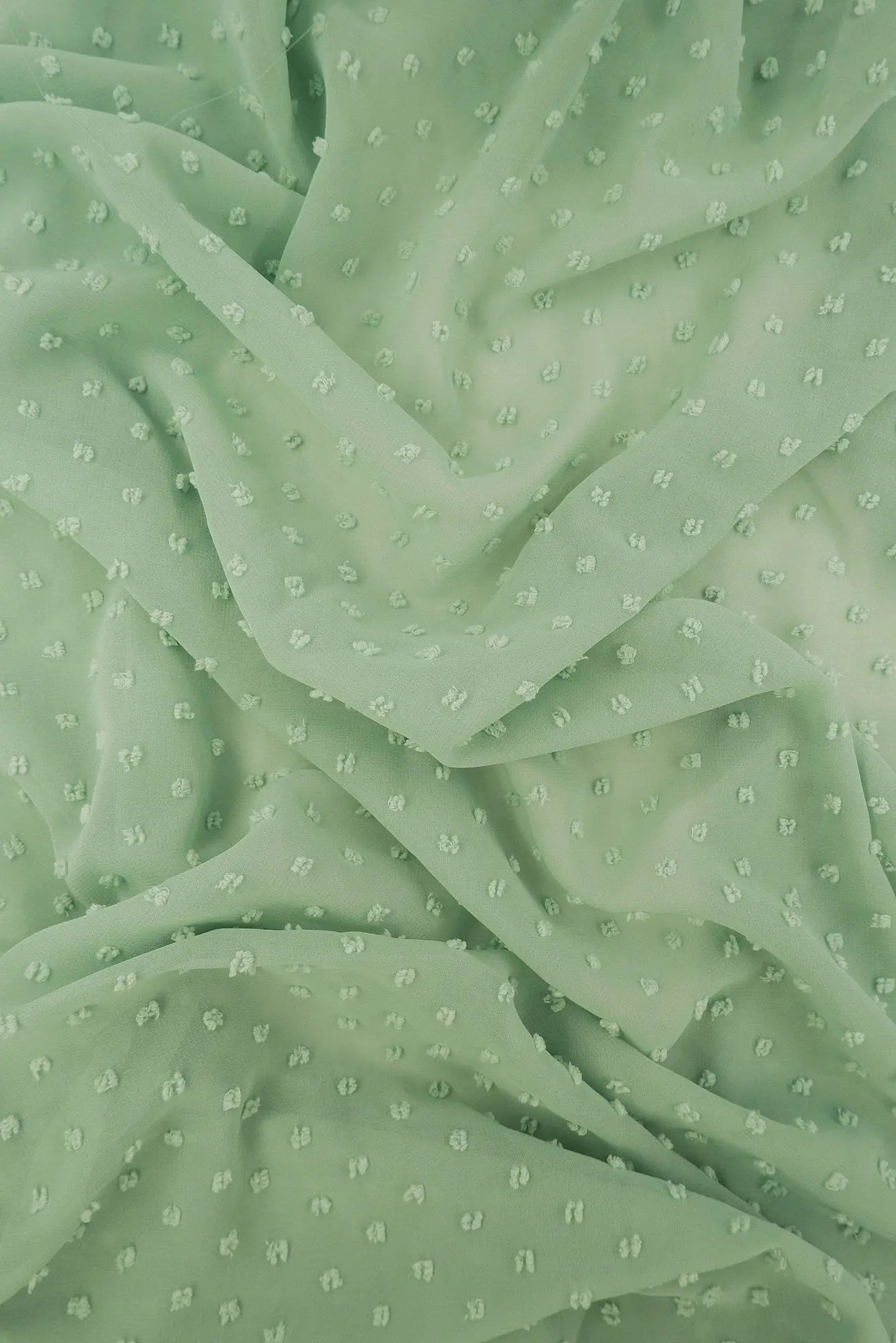 HIMLT-3132 SAGE LT BLOUSE CHIFFON DOT DRESS GREEN HI-MULTI NON STRETCH POLYESTER SKIRTS SOLID SWISS TOPS WOVEN