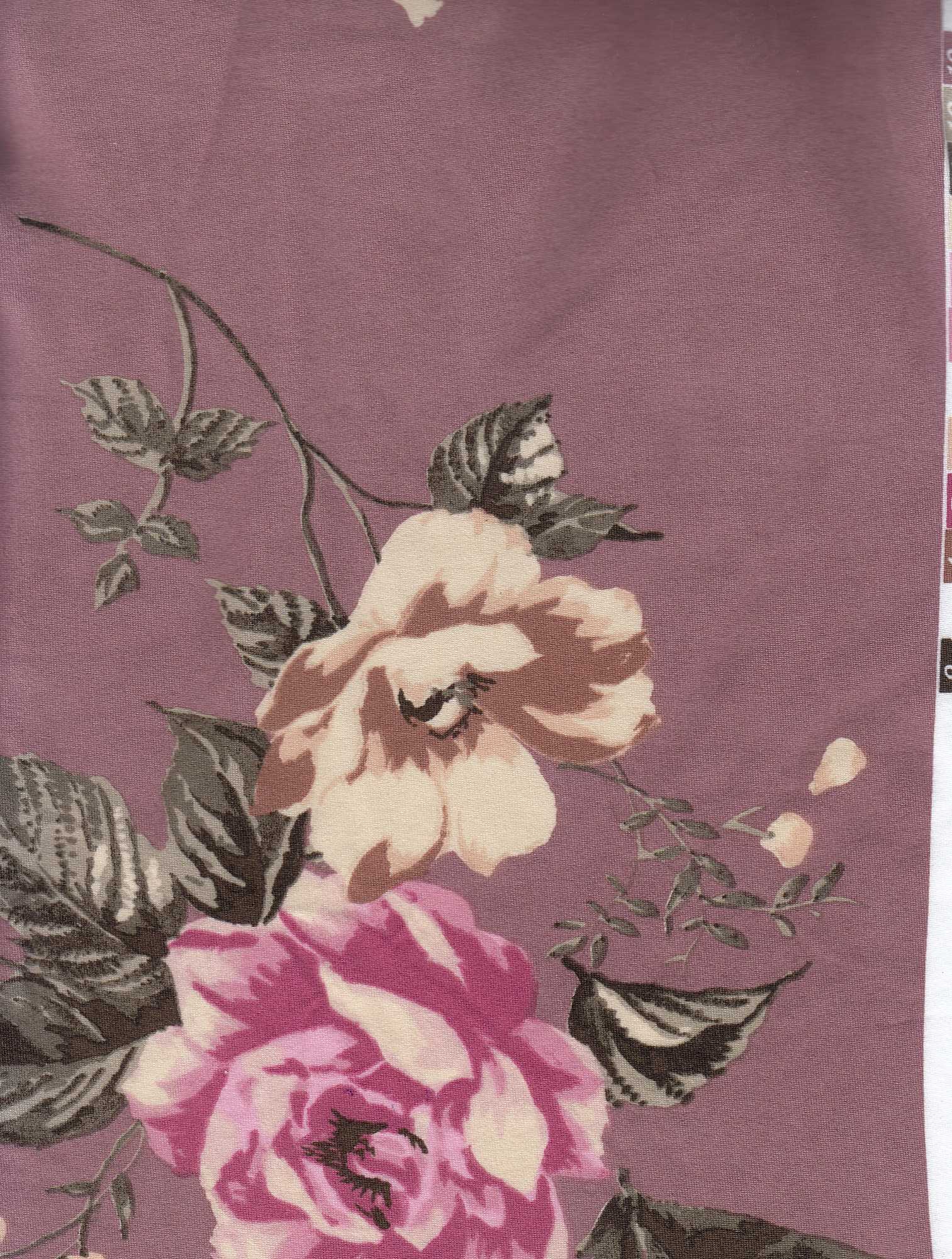 KNT2100-Q01215 MAUVE ACTIVEWEAR BIKER SHORTS BLOUSE BOTTOMS CAMI DRESS DTY BRUSHED FLORAL KNIT POLYESTER PRINT SPANDEX STRETCH