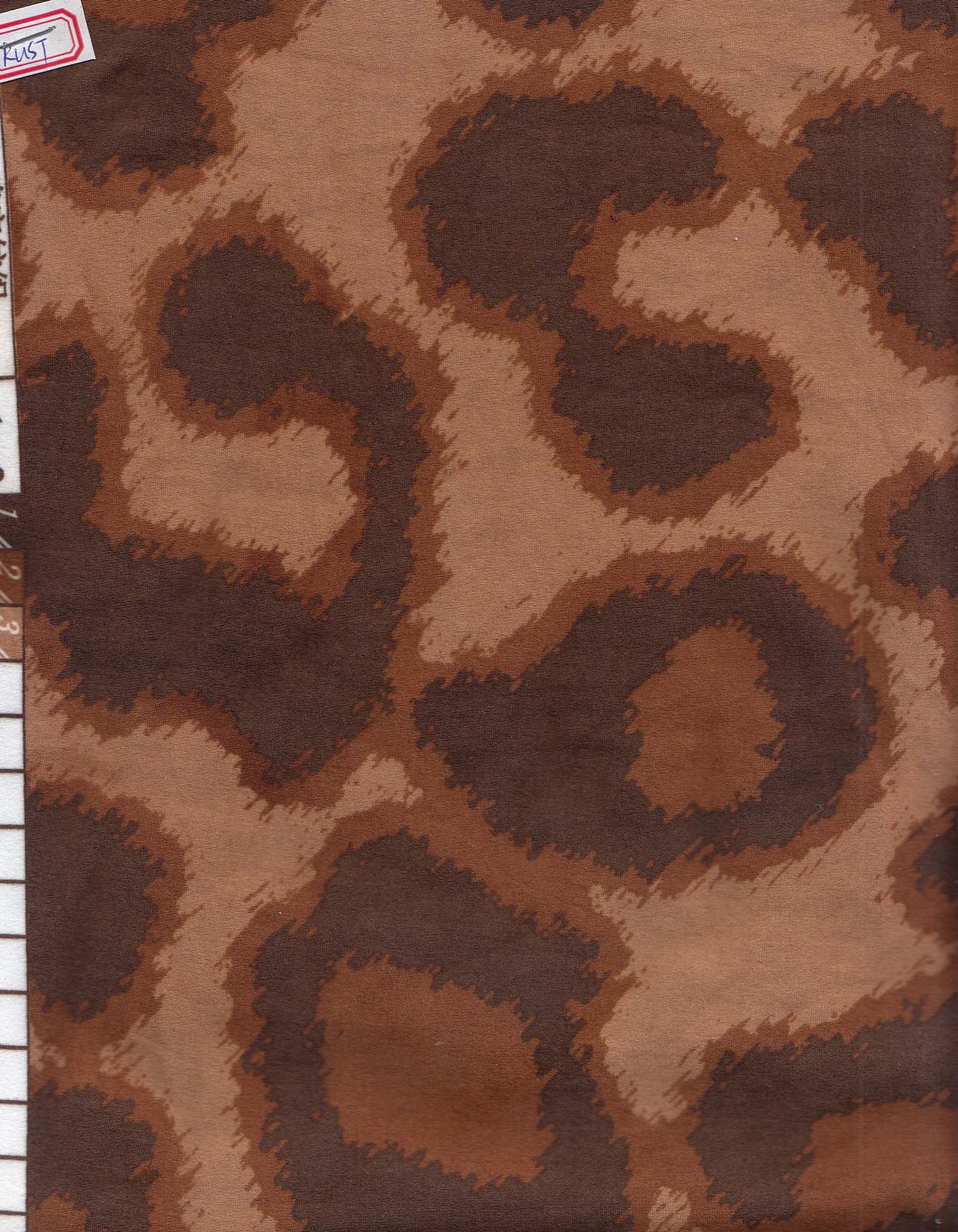 KNT2100-SE90343 RUST ANIMAL BLOUSE BOTTOMS CAMI DRESS DTY BRUSHED KNIT LOUNGEWEAR POLYESTER PRINT RUST SPANDEX STRETCH TOPS