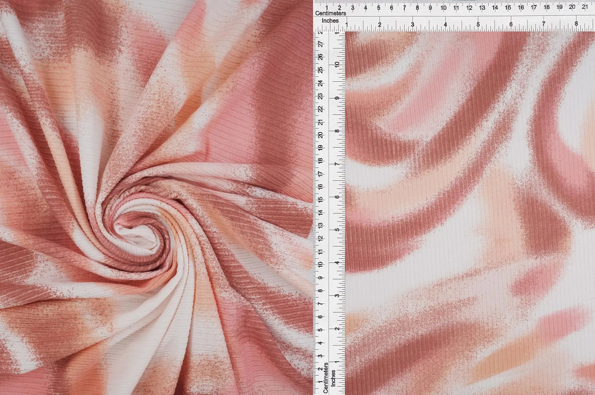 KNT3422-S908175 WHITE/BLUSH ABSTRACT BODYSUIT BOTTOMS BROWN CAMI DRESS KNIT MARBLE PANTS PINK POLYESTER PRINT RIBBED SPANDEX STRETCH T-SHIRT TOPS WHITE