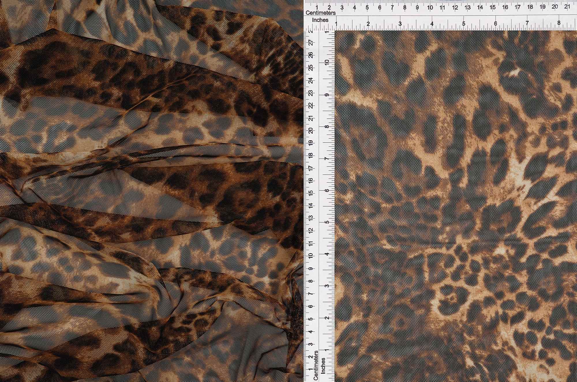 MESH-DU536 MOCHA/BROWN ANIMAL BLOUSE BODYSUIT CAMI FLOCKING LOUNGEWEAR MESH POLYESTER PRINT SPANDEX STRETCH TOPS TUNICS