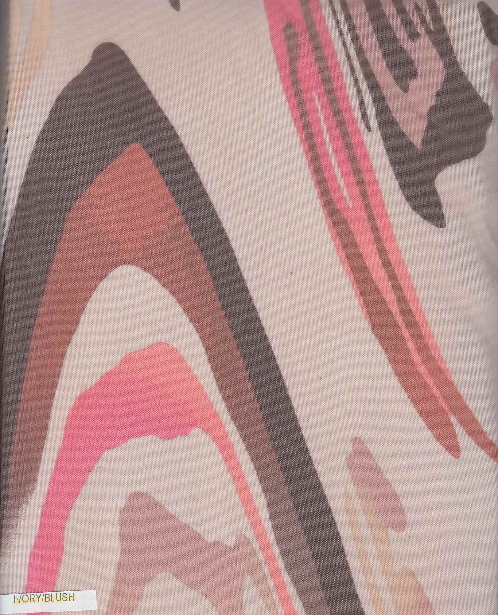 MESH-Q11036 IVORY/BLUSH ABSTRACT BLACK BLOUSE BODYSUIT BROWN CAMI FLOCKING GOLD LOUNGEWEAR MESH PINK POLYESTER PRINT RED SPANDEX STRETCH TOPS TUNICS WHITE