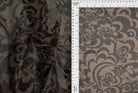 MESH-SE80509 KHAKI/COFFEE BIG FLOWER BLOUSE BODYSUIT CAMI FLOCKING FLORAL LOUNGEWEAR MESH POLYESTER PRINT SPANDEX STRETCH TOPS TUNICS