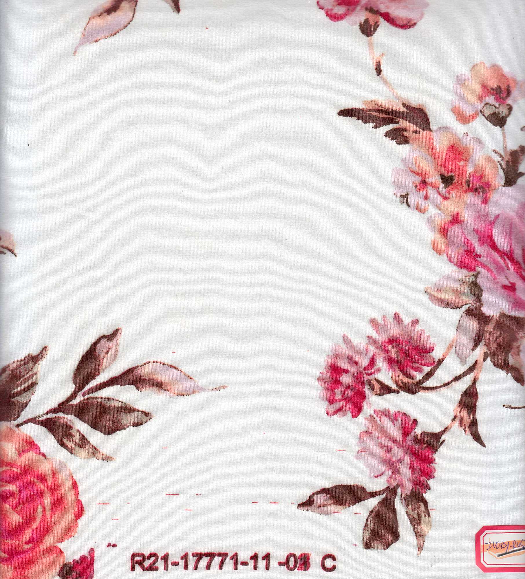 KNT2100-Q11115 IVORY ROSE BIKER SHORTS BODYSUIT CAMI DRESS DTY BRUSHED FLORAL FLOWER IVORY KNIT LOUNGEWEAR PANTS POLYESTER PRINT SPANDEX STRETCH T-SHIRT TOPS TUNICS
