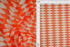 MESH-Q20216 ORANGE/WHITE BLOUSE BODYSUIT CAMI FLOCKING GEOMETRIC LOUNGEWEAR MESH POLYESTER PRINT RETRO SPANDEX STRETCH TOPS TUNICS