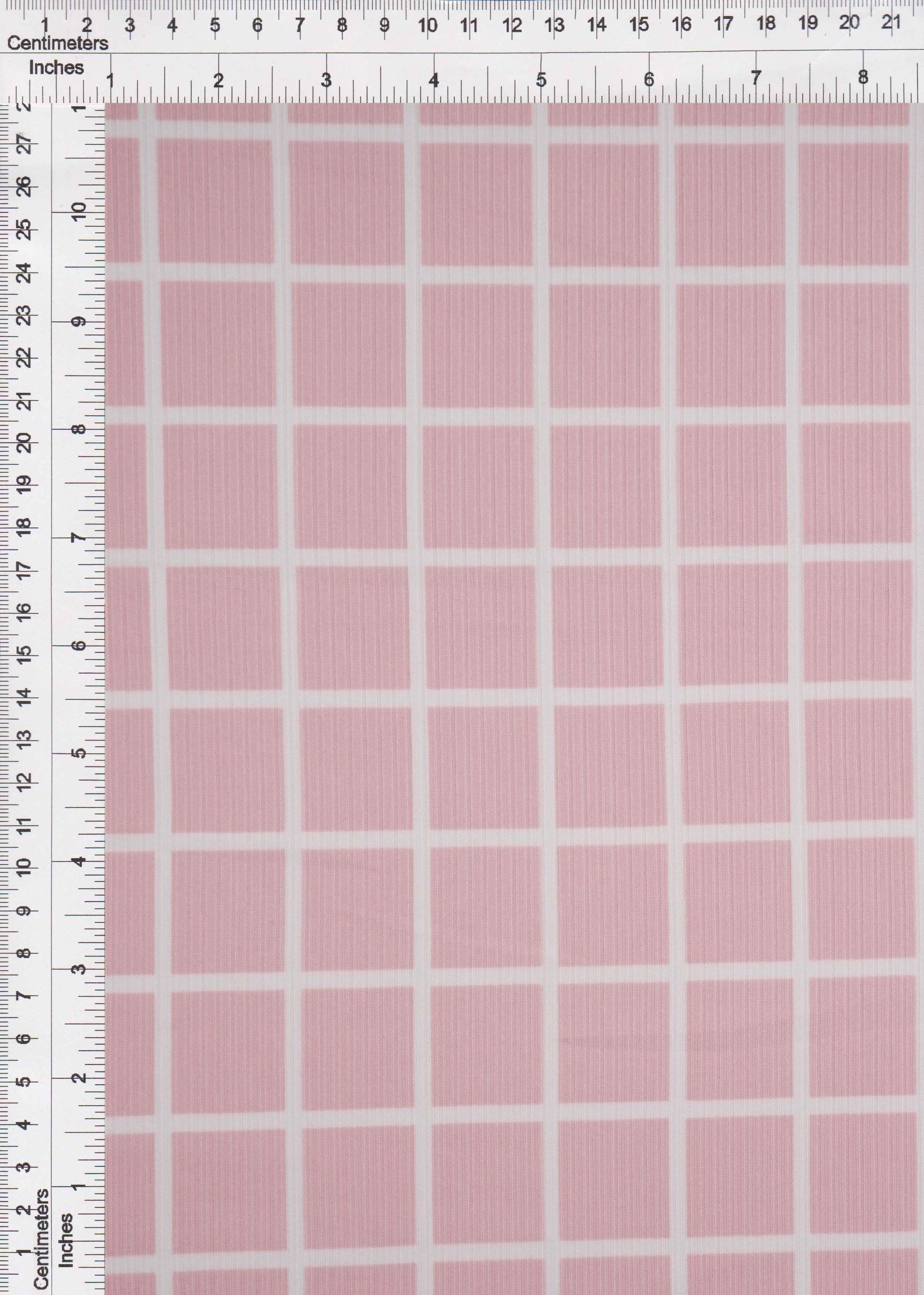 KNT3422-Q20118 PINK/IVORY BLOUSE BOTTOMS CHECKERED DRESS KNIT LOUNGEWEAR PINK PLAID POLYESTER PRINT-B RIBBED SPANDEX STRETCH TOPS WHITE WINDOW PANE