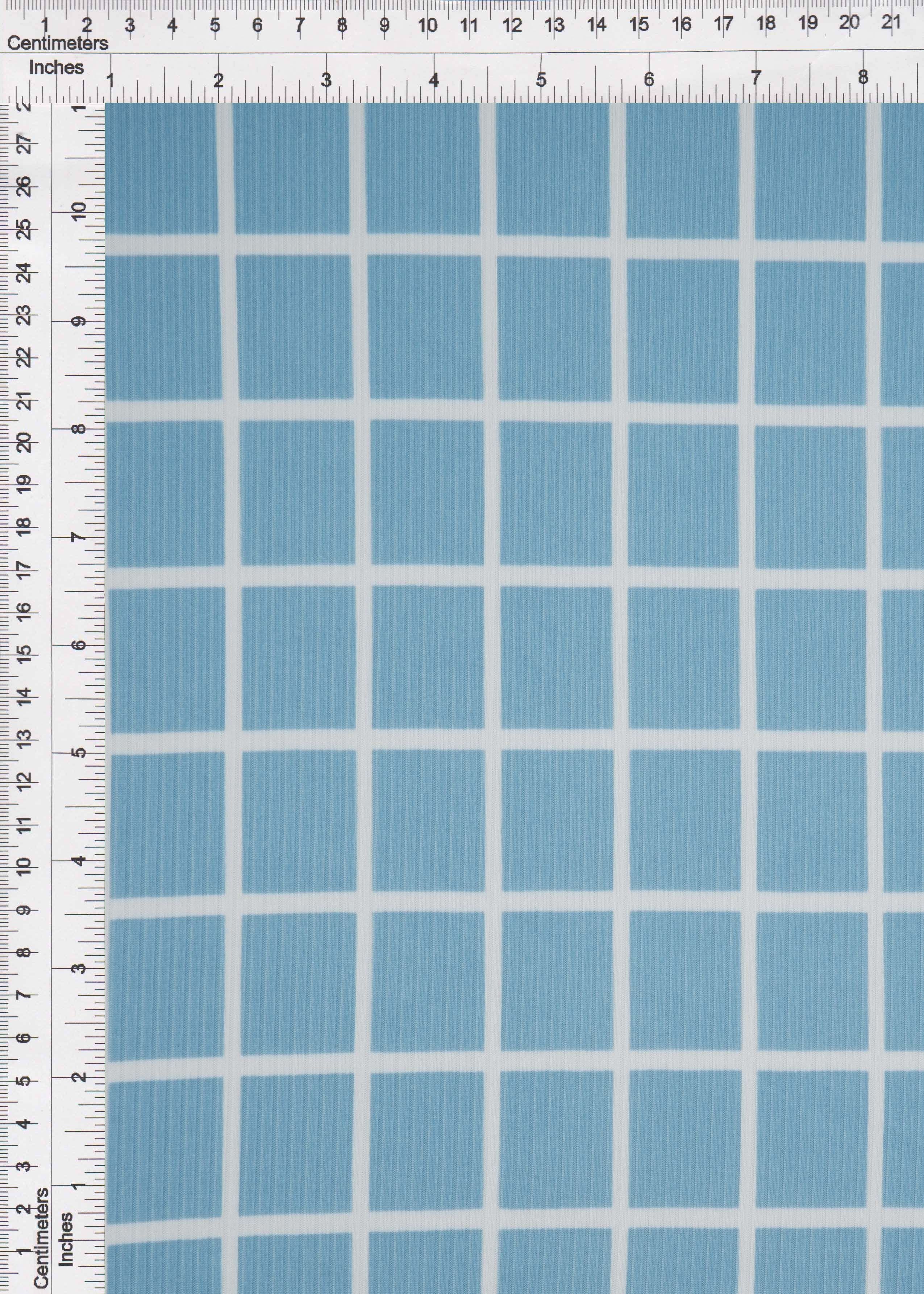 KNT3422-Q20118 BLUE/IVORY BLOUSE BLUE BOTTOMS CHECKERED DRESS KNIT LOUNGEWEAR PLAID POLYESTER PRINT-B RIBBED SPANDEX STRETCH TOPS WHITE WINDOW PANE