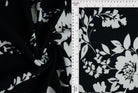 KNT3971-Q11028 BLK/WHT BLACK BLOUSE DRESS FLORAL FLOWER KNIT POLYESTER PRINT SKIRTS SPANDEX STRETCH TOPS WHITE