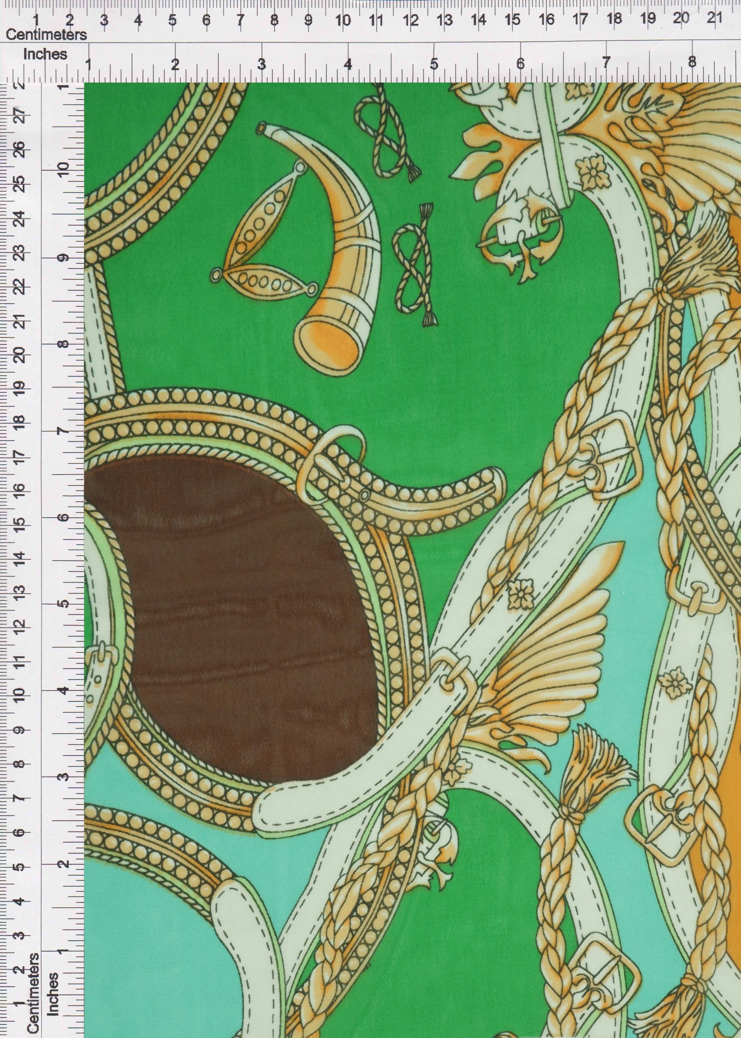 HIMLT-SE20830 GREEN/TERRACOTTA BLOUSE BODYSUIT BOTTOMS CAMI HI-MULTI NON STRETCH PANTS POLYESTER PRINT STATUS SWISS DOT WOVEN