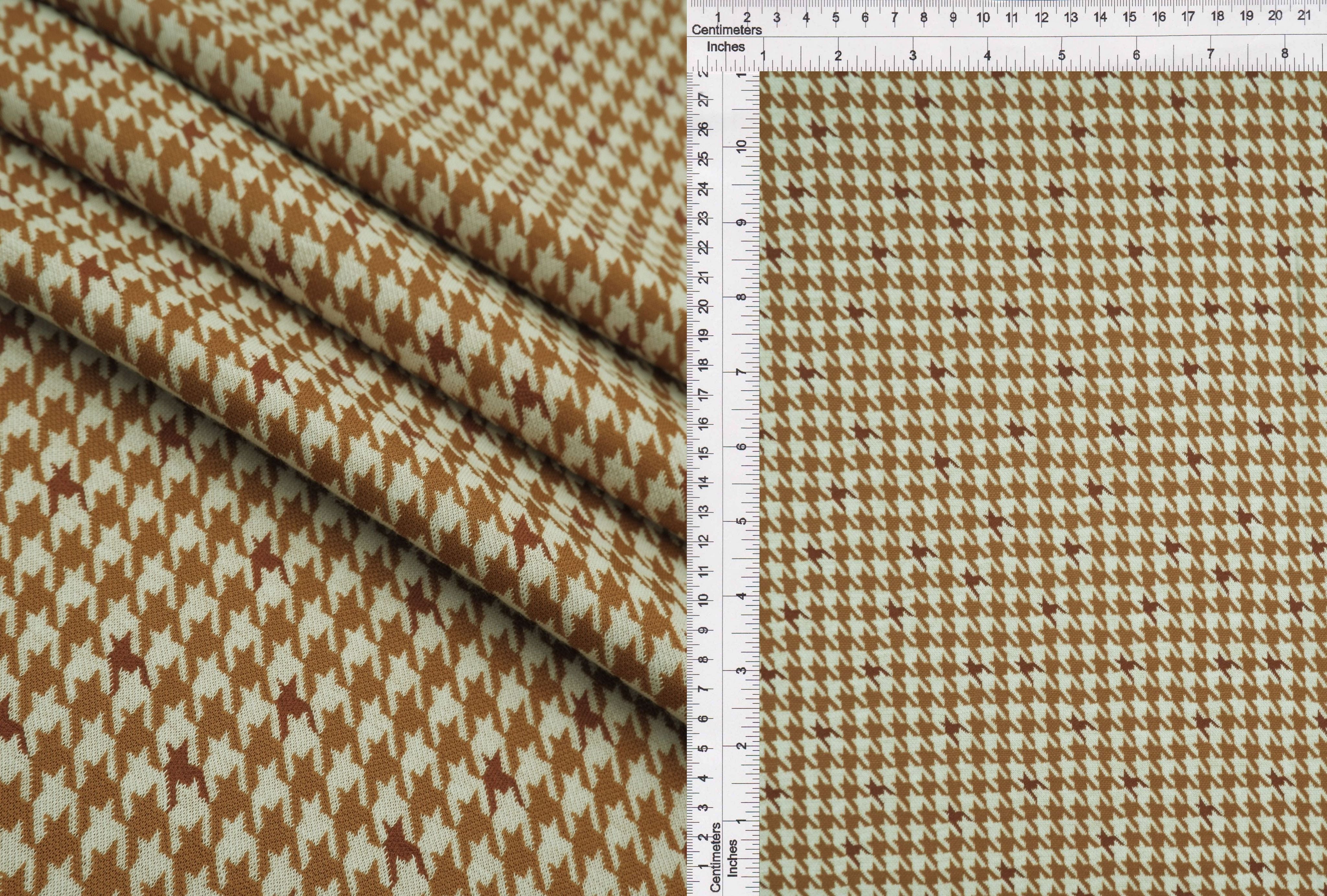 KNT4454 CAMEL/BRICK BOTTOMS DRESS HOUNDSTOOTH KNIT OUTERWEAR PANTS POLYESTER SKIRTS SOLID-B SPANDEX STRETCH YARN DYED