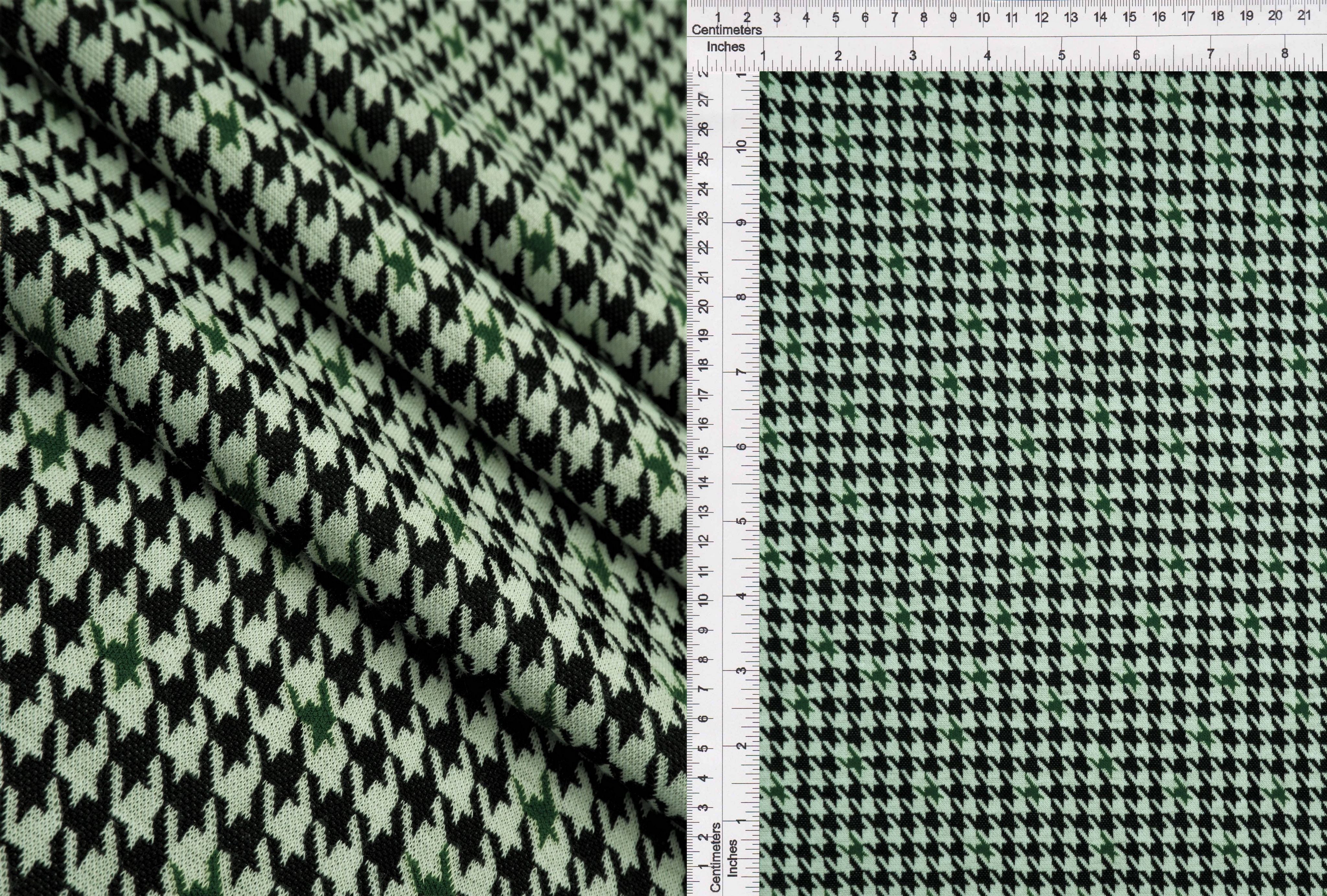 KNT4454 BLACK/GREEN BOTTOMS DRESS HOUNDSTOOTH KNIT OUTERWEAR PANTS POLYESTER SKIRTS SOLID-B SPANDEX STRETCH YARN DYED