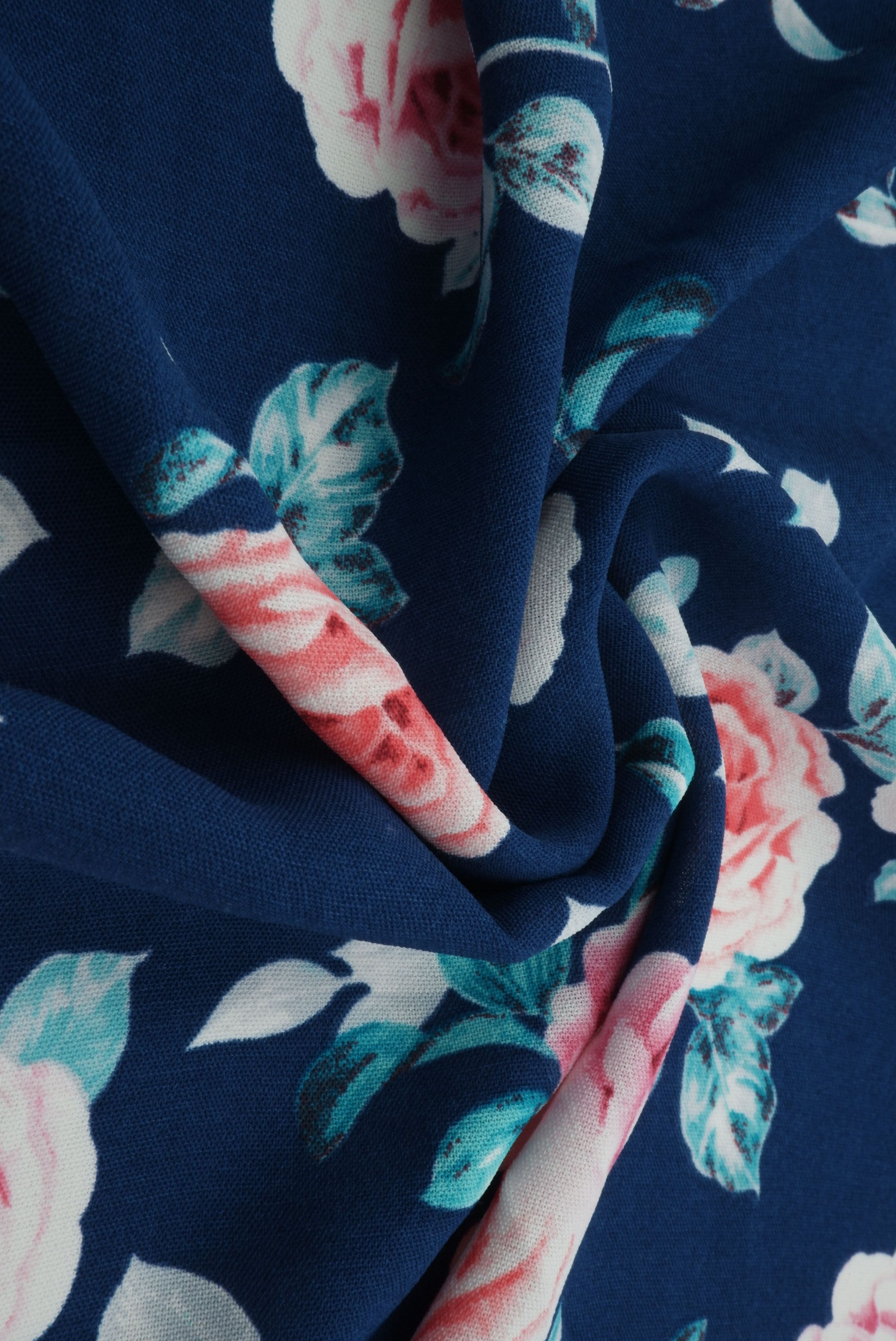 POP4178-MS11116 NAVY FLOWER AIRFLOW BLOUSE BLUE BODYSUIT BOTTOMS CAMI CEY DRESS FLORAL LOUNGEWEAR NAVY PANTS PINK POLYESTER PRINT SKIRTS SUBLIMATION TOPS WOVEN