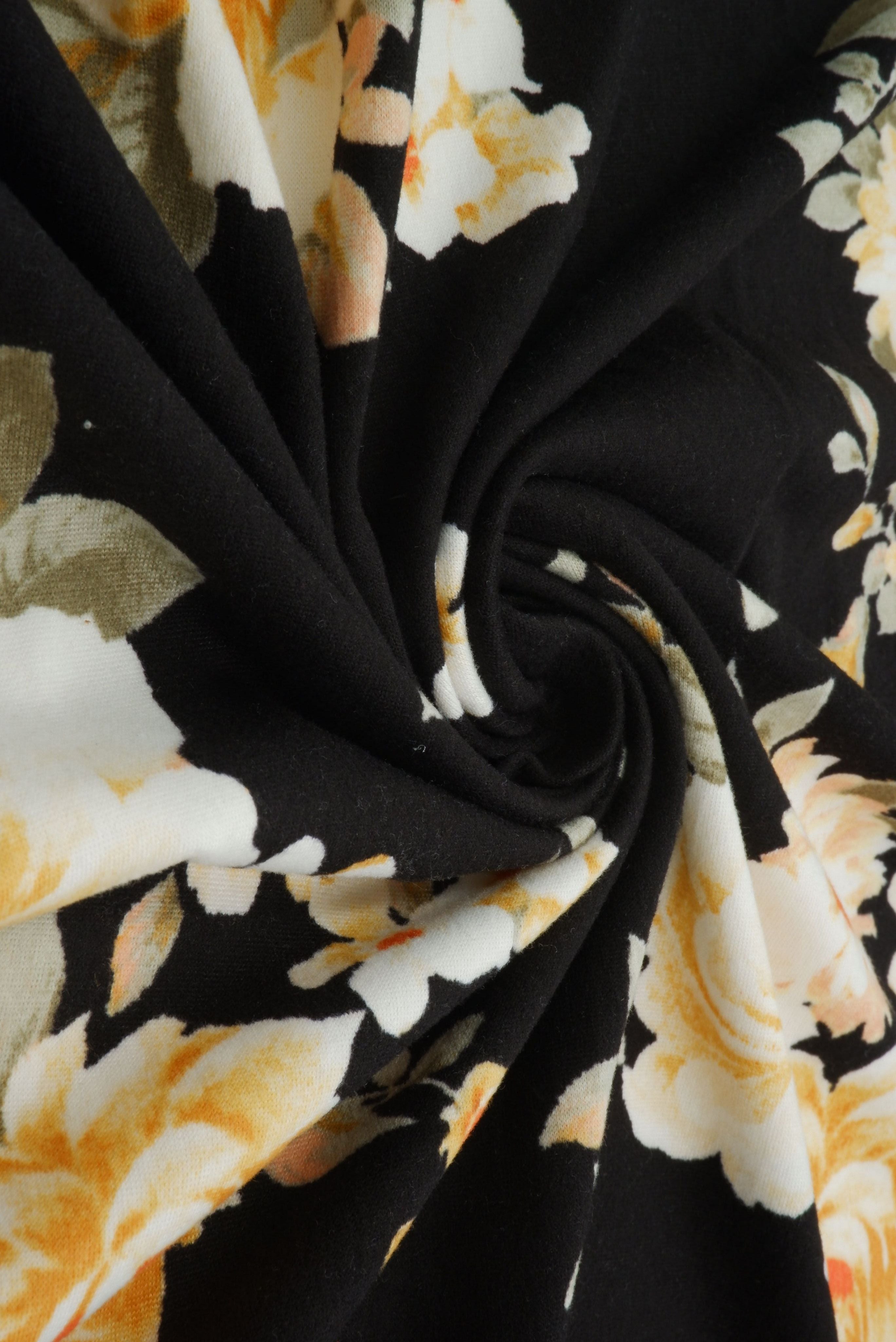 KNT2100-MS11087 BLACK FLOWER BIKER SHORTS BLACK BLOUSE BODYSUIT BOTTOMS CAMI DRESS DTY BRUSHED FLORAL KNIT LOUNGEWEAR PANTS POLYESTER PRINT SKIRTS SPANDEX STRETCH T-SHIRT TOPS TUNICS
