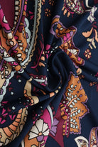 KNT1389-Q10504 NAVY NEW ACTIVEWEAR BIKER SHORTS BODYSUIT BOTTOMS CAMI DRESS KNIT LOUNGEWEAR PAISLEY PANTS POLYESTER PRINT SKIRTS SPANDEX STRETCH T-SHIRT TOPS TUNICS