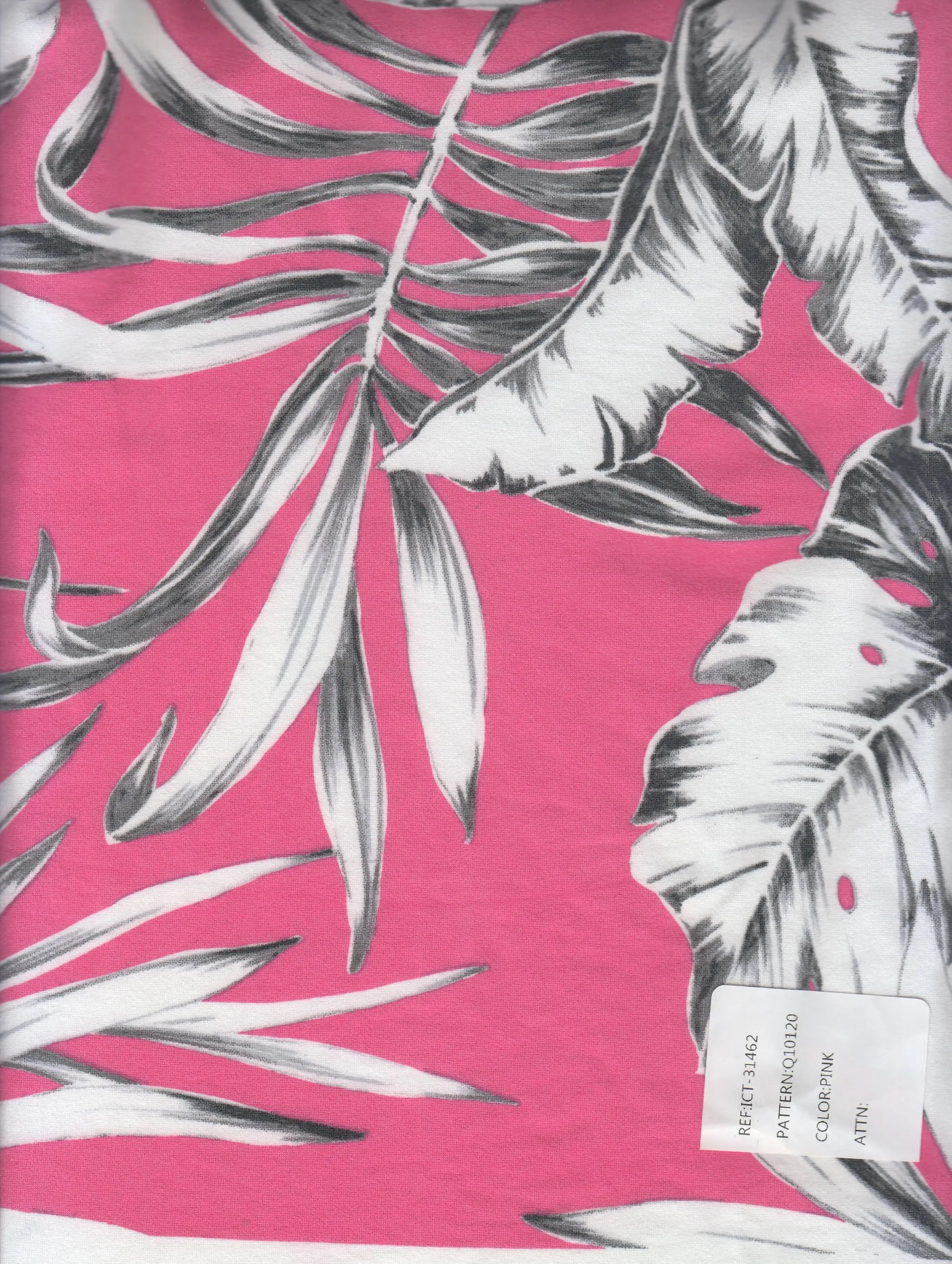 KNT2100-Q10120 PINK BIKER SHORTS BLOUSE CAMI DRESS DTY BRUSHED KNIT LEAF PINK POLYESTER PRINT SPANDEX STRETCH T-SHIRT TOPS TROPICAL TUNICS
