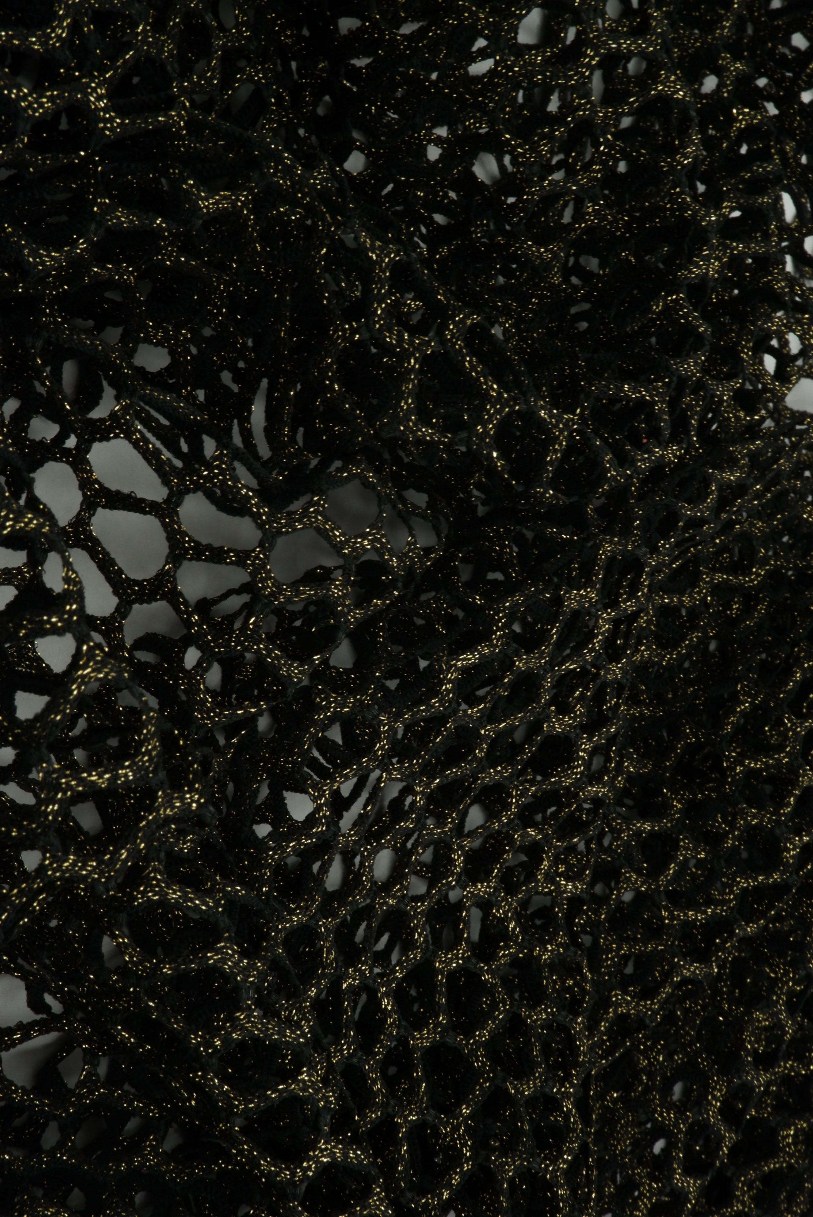 MESH-4467 BLK/GOLD BLACK BLOUSE BODYSUIT CAMI FLOCKING GOLD LOUNGEWEAR LUREX MESH NO-PRINT POLYESTER SOLID SPANDEX STRETCH TOPS TUNICS